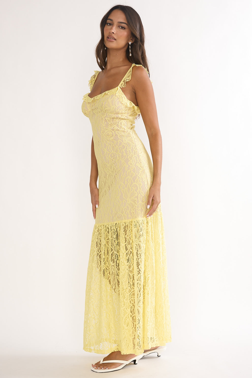 Noraya Lace Overlay Maxi Dress Lemon by Selfie Leslie