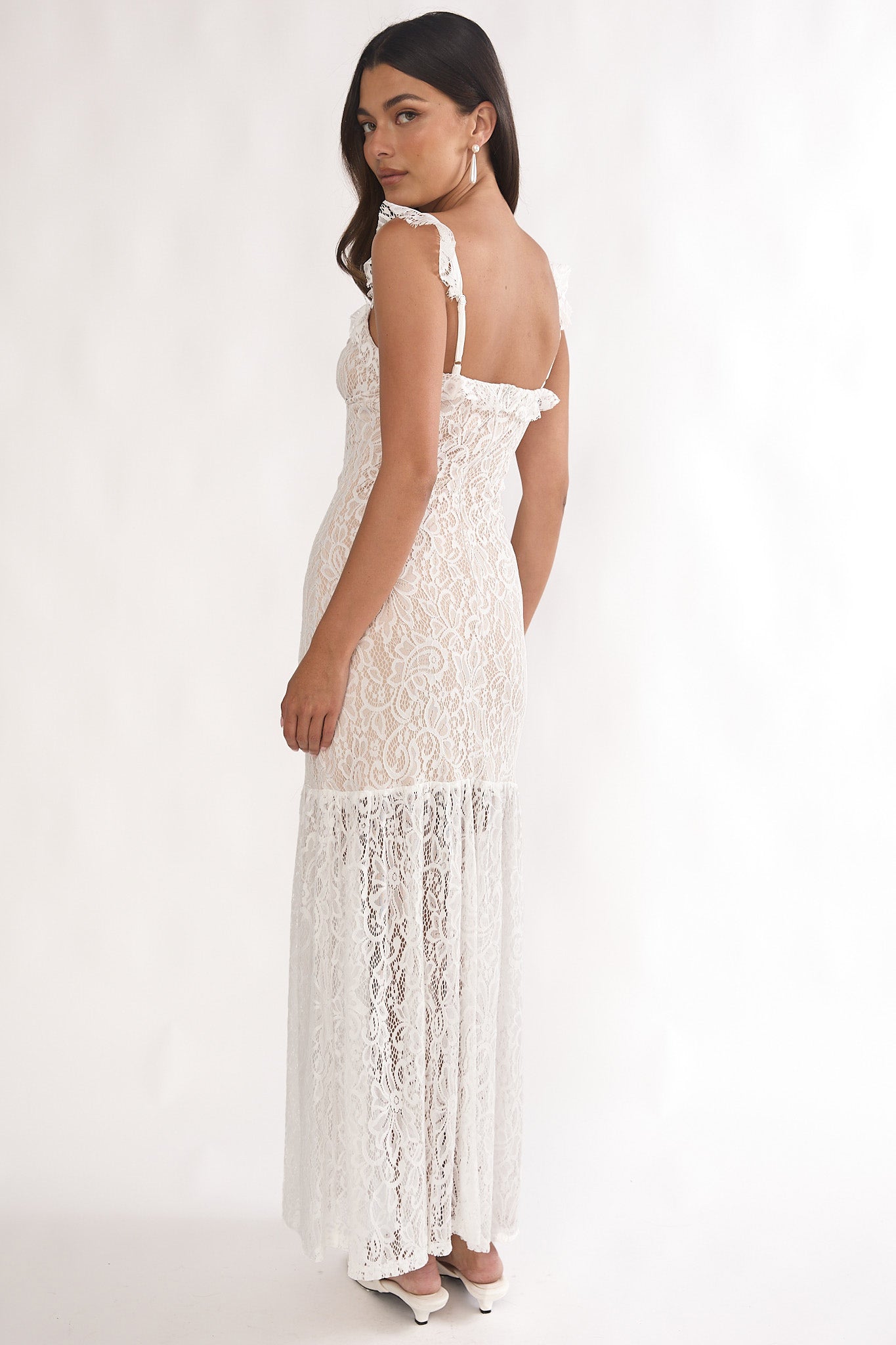 Noraya Lace Overlay Maxi Dress White - L Noraya Lace Overlay Maxi Dress White - L