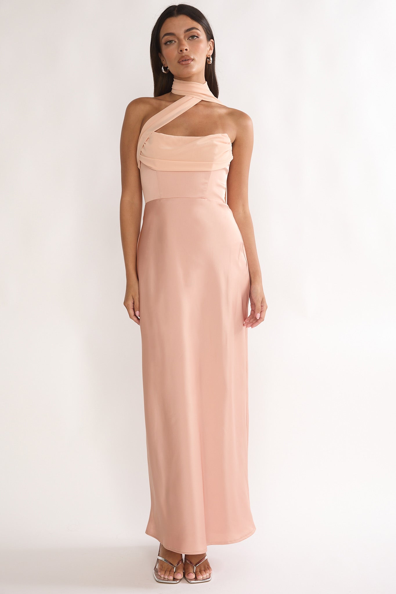 apricot dress maxi Eivor Apricot Bodycon Maxi Dress / XL