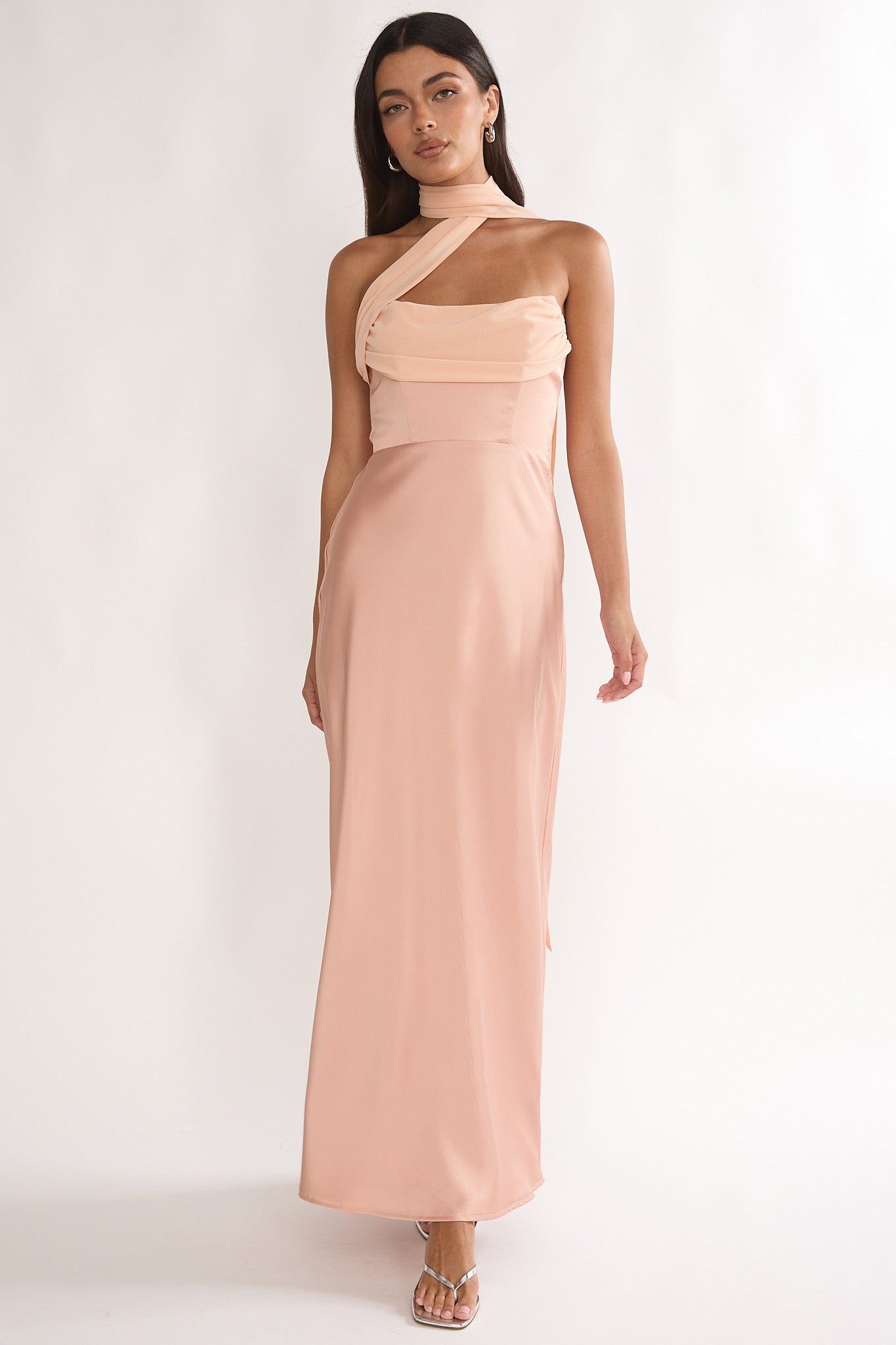 スカート CFCL STRAPLESS DRESS Merisalyn Strapless Scarf Maxi Dress Apricot | Selfie Leslie