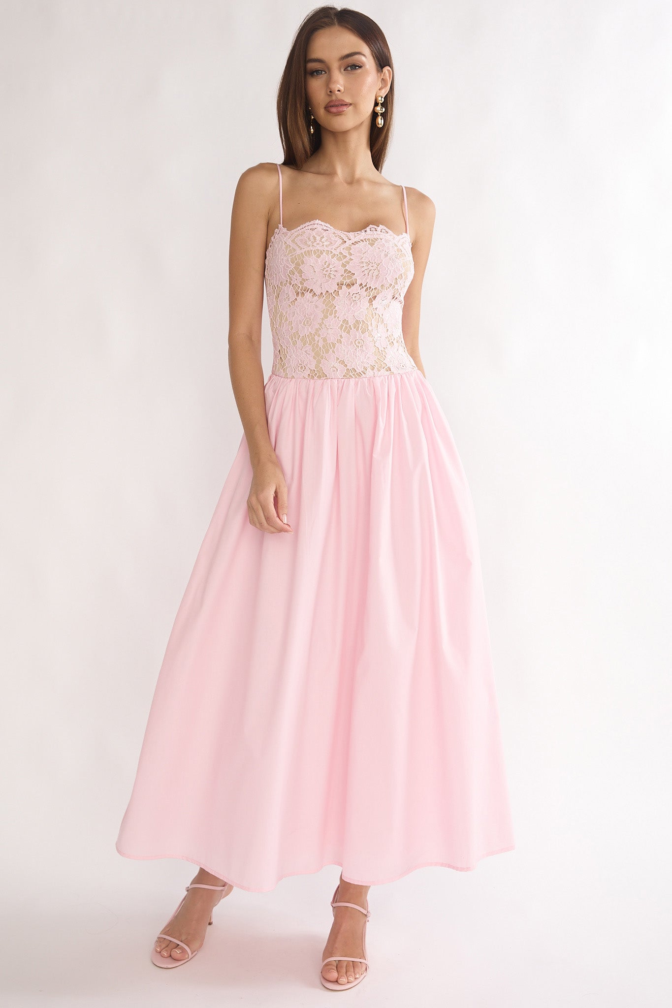 pink lace women's dress She's A Lady Bodice Maxi Worry Return Color:Champagne/Burgundy priority-02-scallop-sequin-round-neck-ankle-gown-sandstone Flowy Boho Sundress Floral