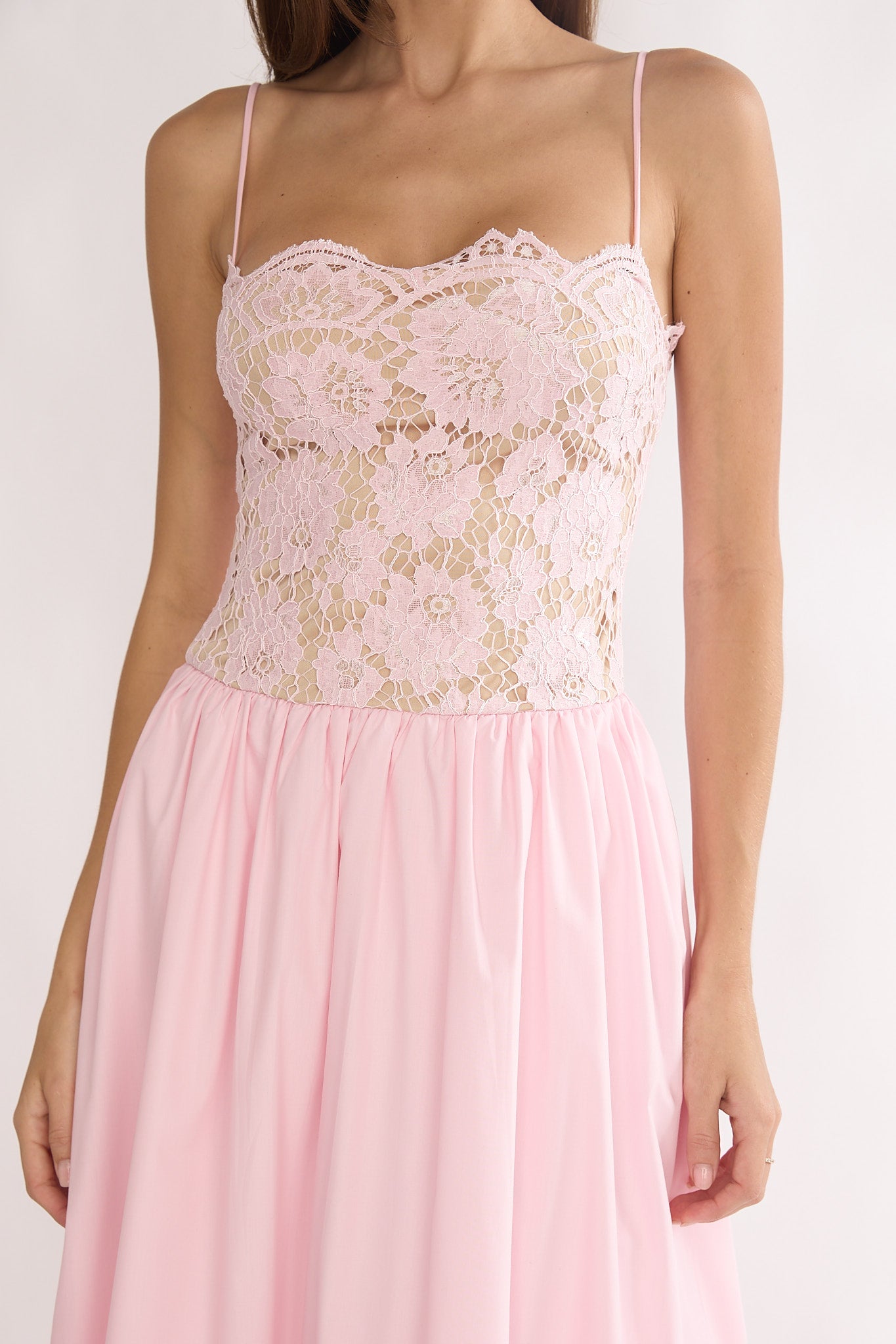 She's A Lady Lace Bodice Maxi Dress Pink by Selfie Leslie