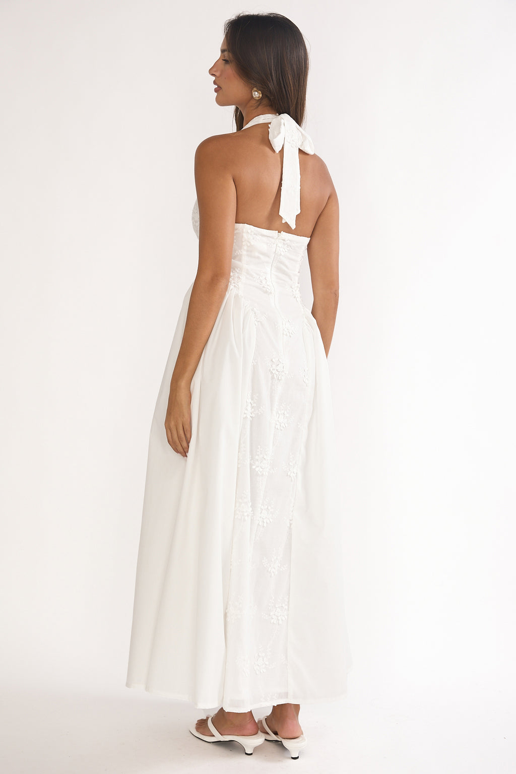Talirosa Embroidered Halterneck Maxi Dress White by Selfie Leslie