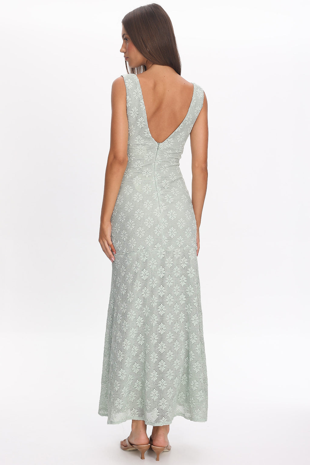 Sunshine Girl Crochet Maxi Dress Sage by Selfie Leslie