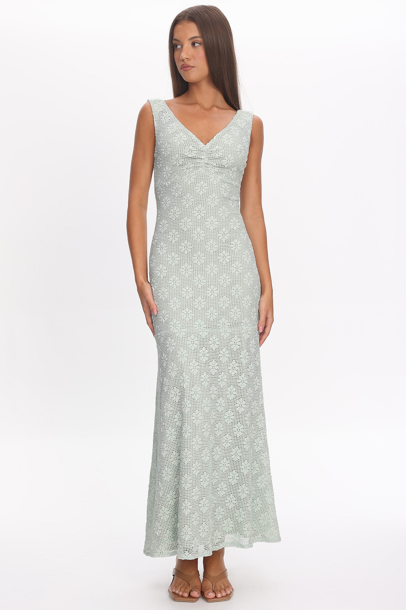 Sunshine Girl Crochet Maxi Dress Sage by Selfie Leslie