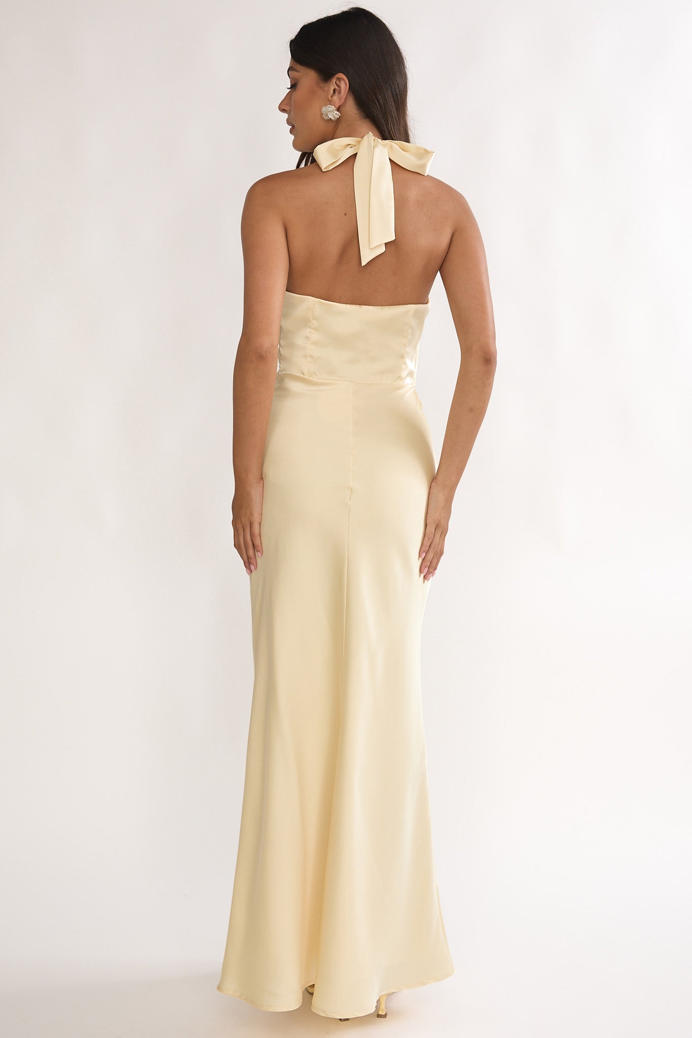 Jelina Draped Halter Maxi Dress Butter | Selfie Leslie
