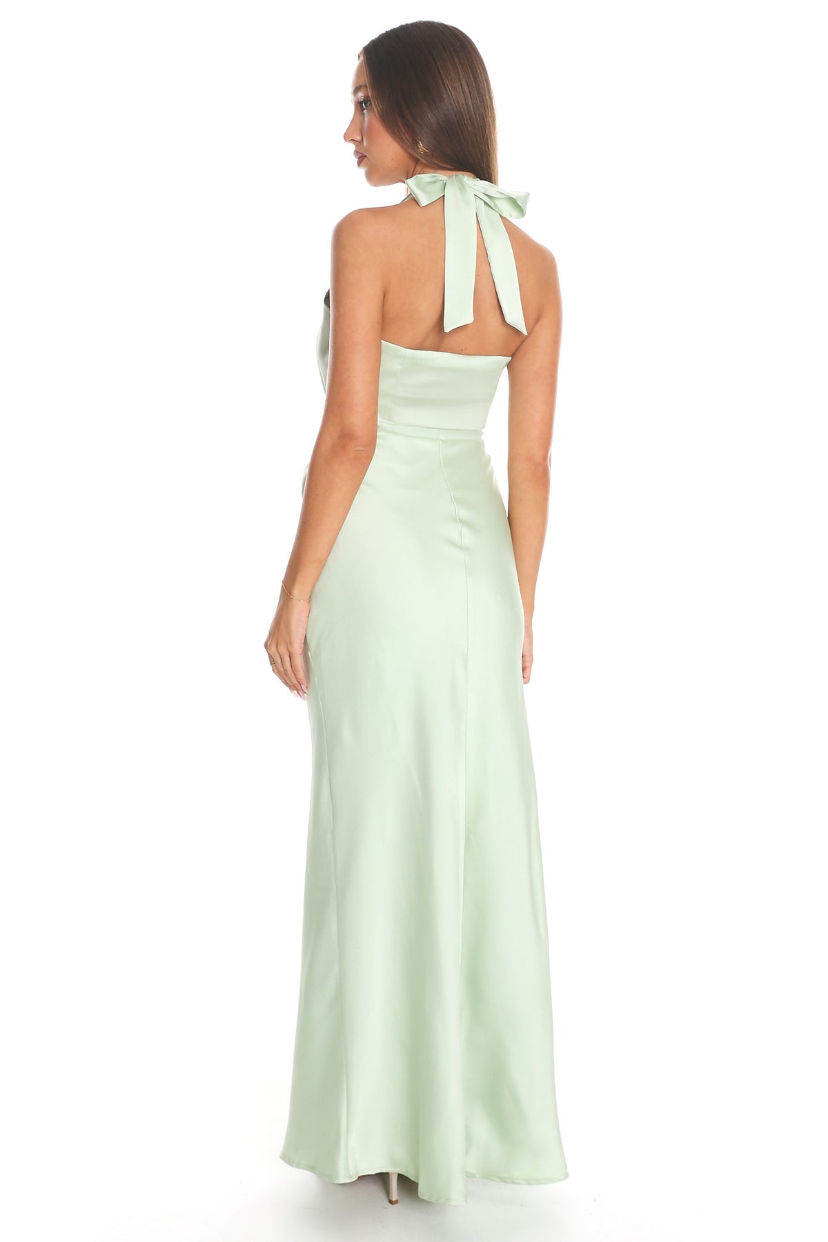 Jelina Draped Halter Maxi Dress Pistachio by Selfie Leslie