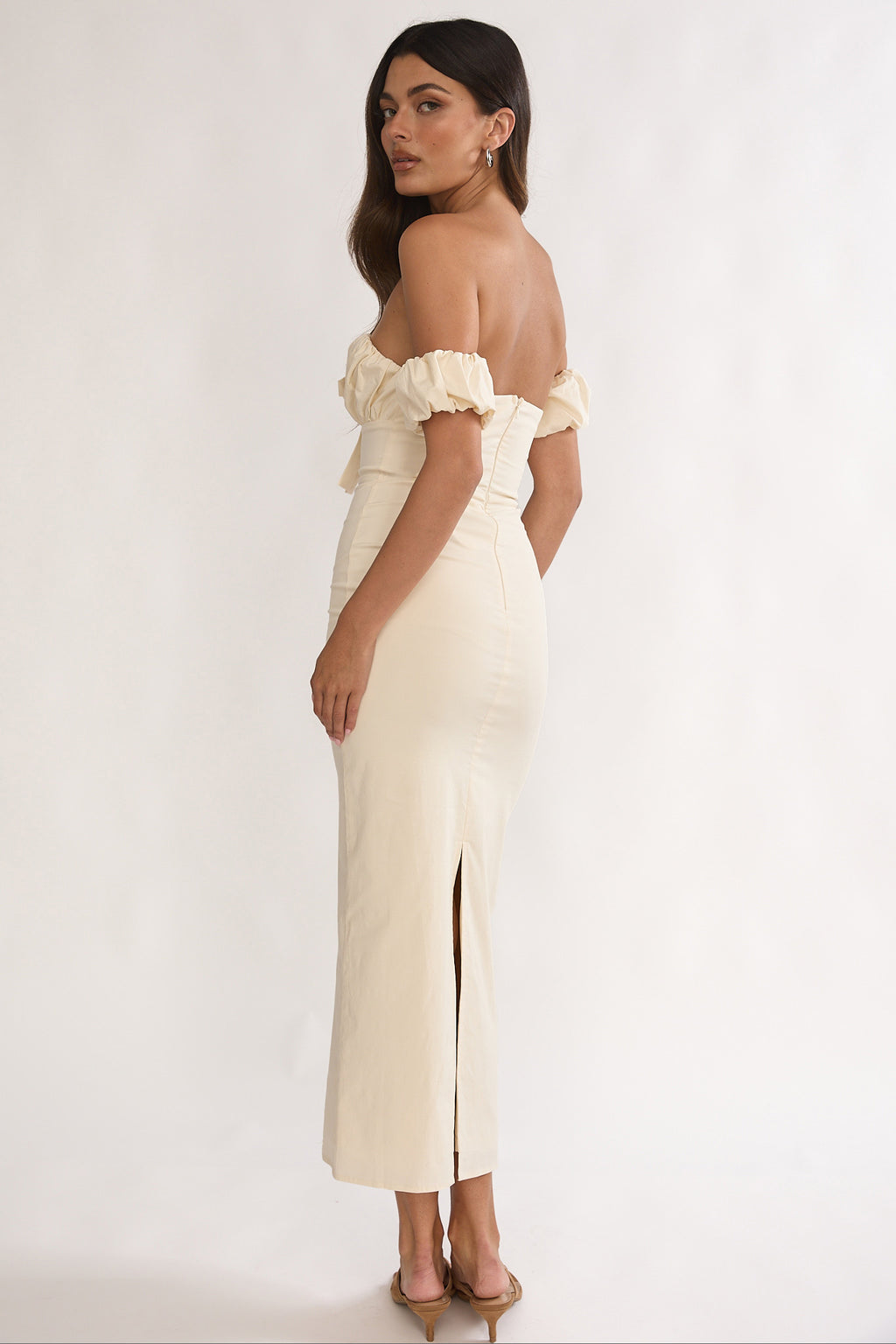Maelis Off-Shoulder Puff Sleeve Maxi Dress Vanilla