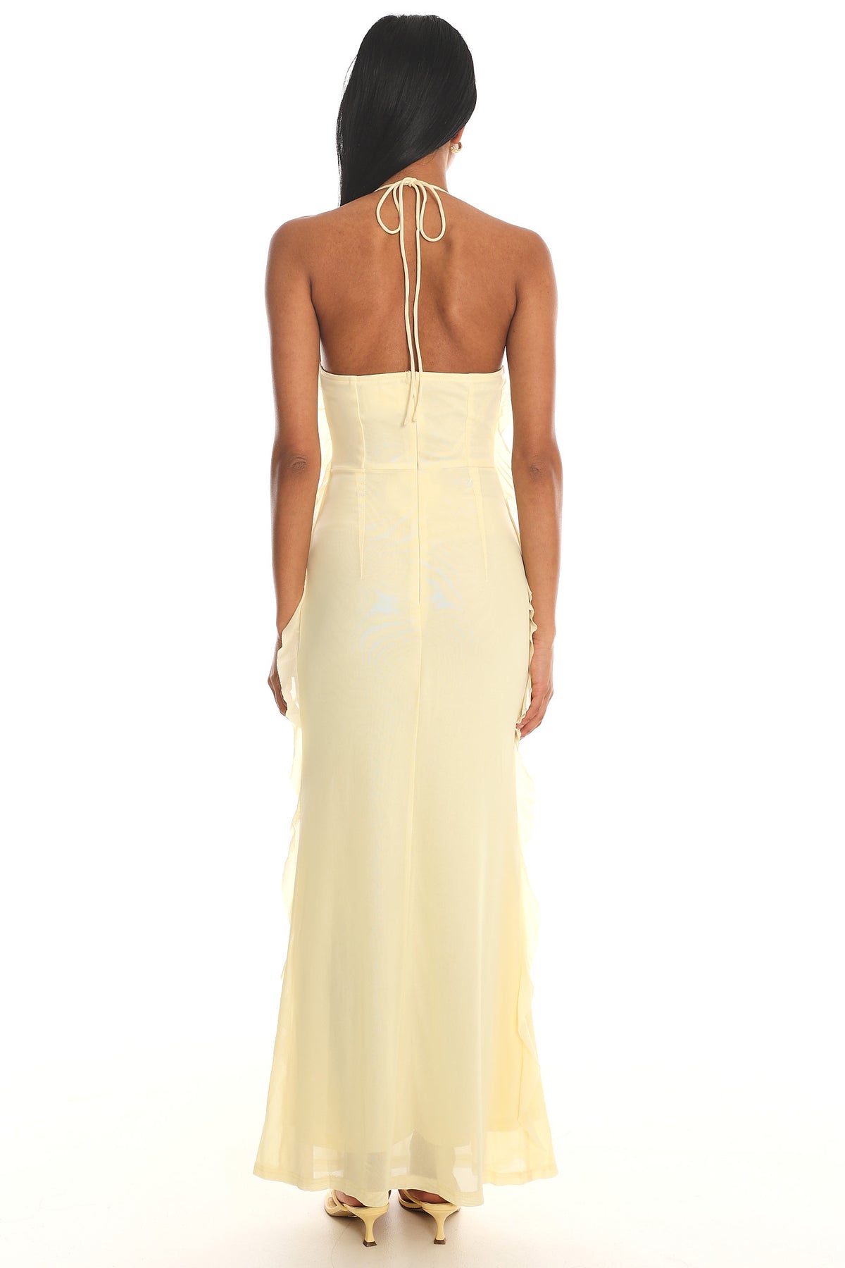 Collins Halter Ruffle Trim Maxi Dress Butter by Selfie Leslie