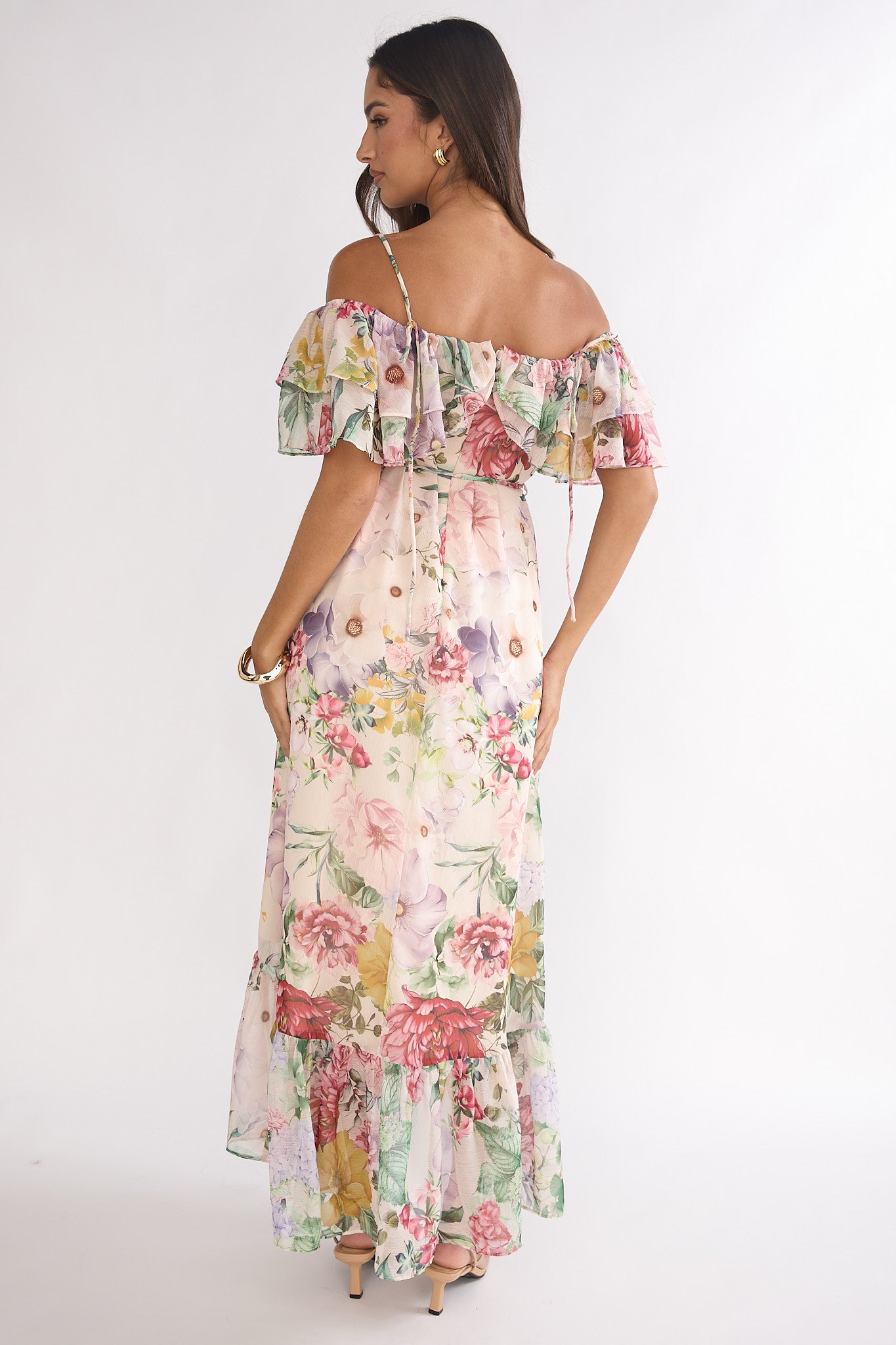plus size floral off the shoulder maxi dress Ivelle Off-Shoulder Ruffle Maxi Dress Floral