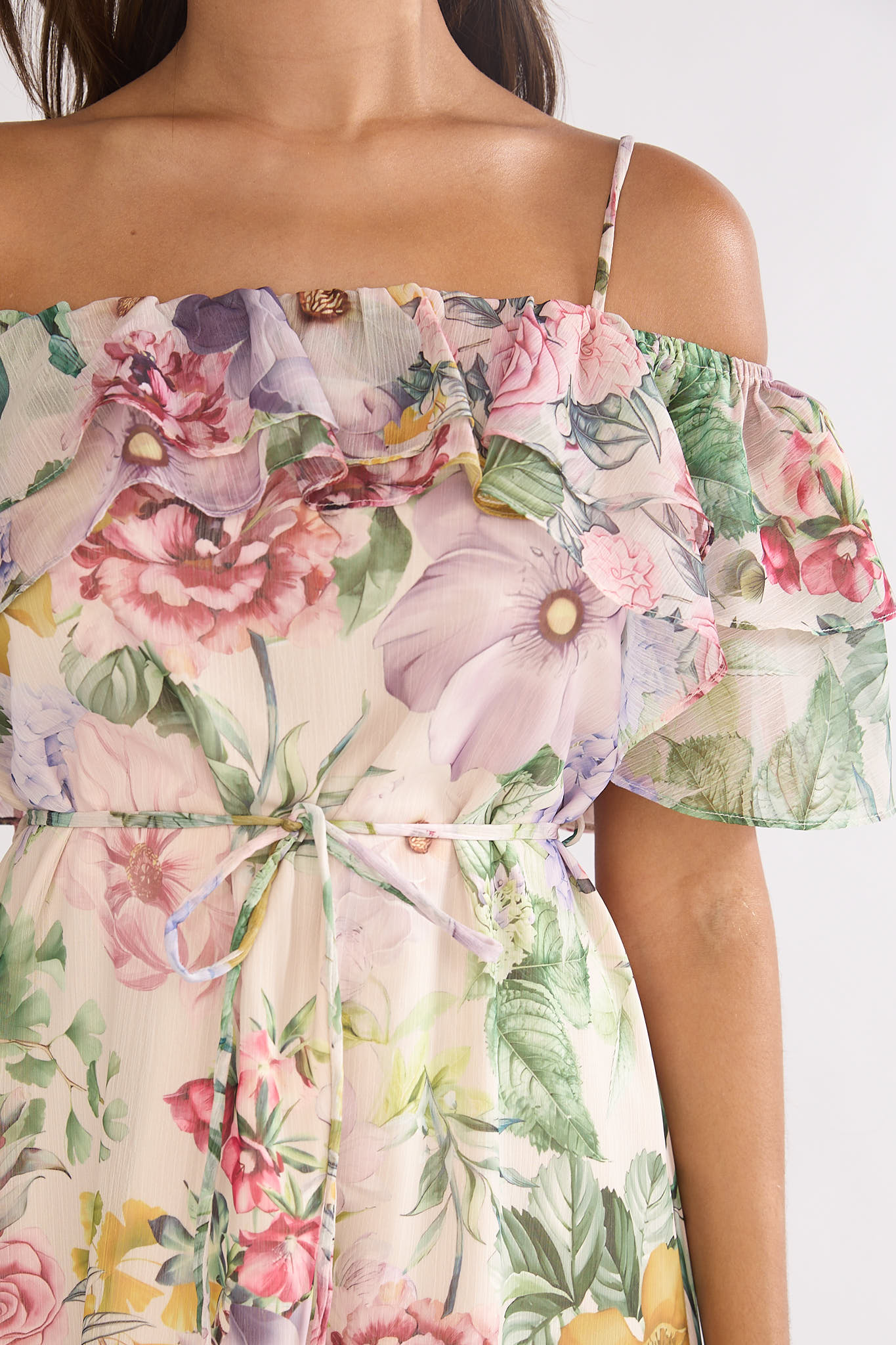 off the shoulder maxi floral dress Ivelle Off-Shoulder Ruffle Maxi Dress Floral
