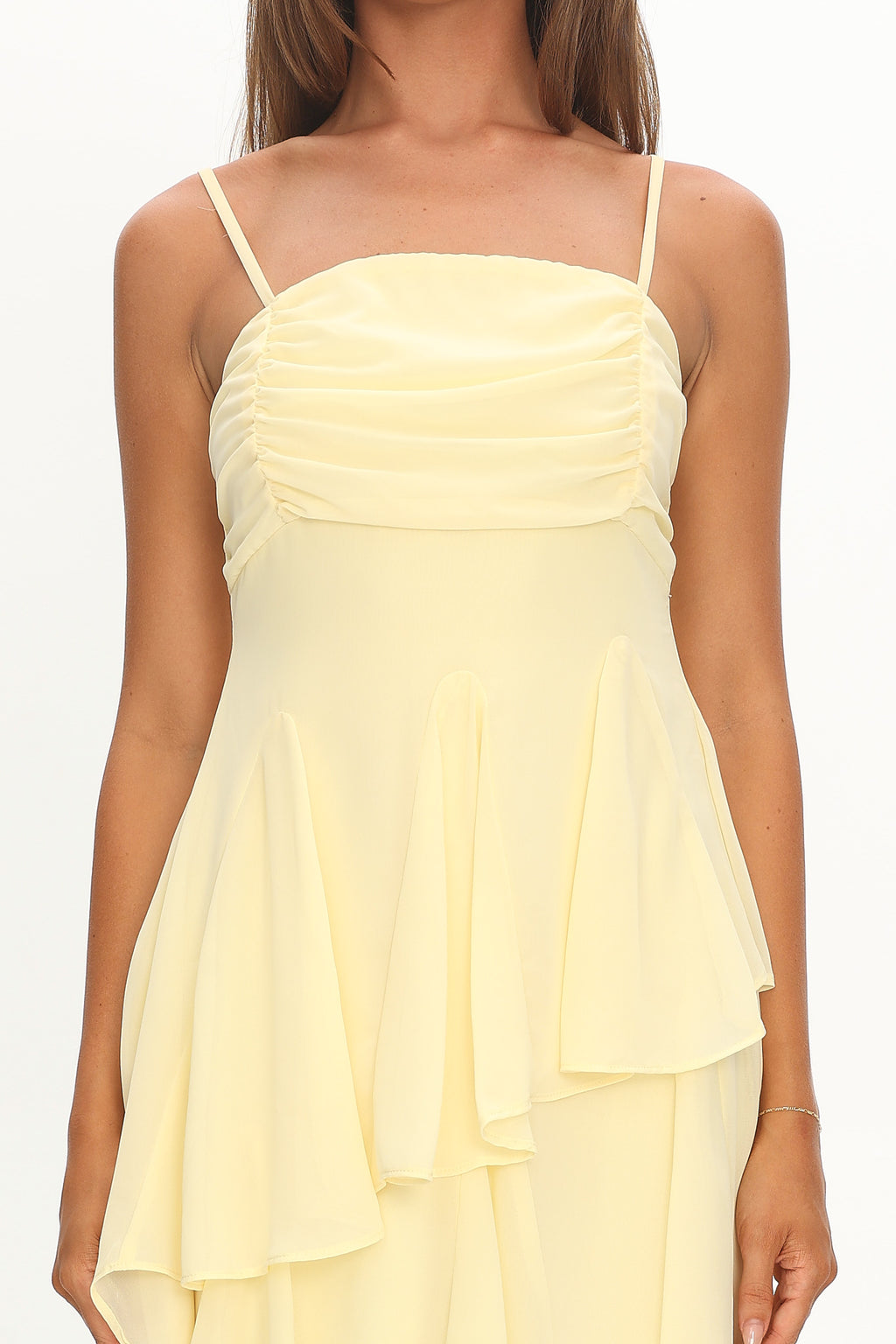 Skylah Asymmetric Hem Mini Dress Butter by Selfie Leslie
