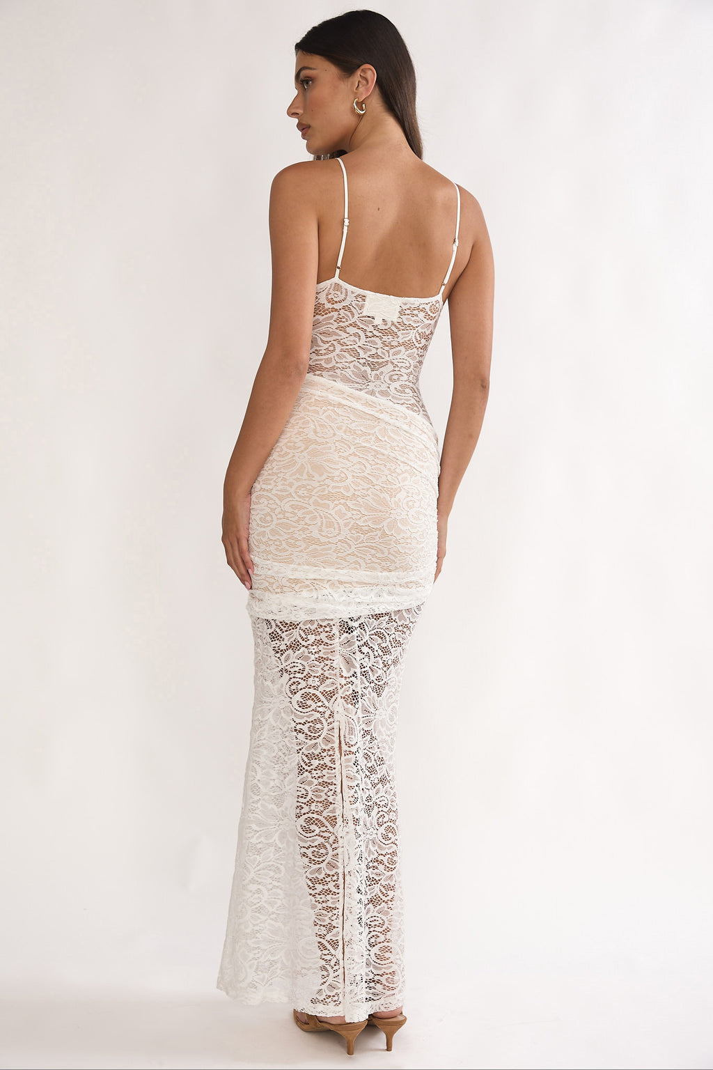Capri Sunset Lace Overlay Maxi Dress White by Selfie Leslie