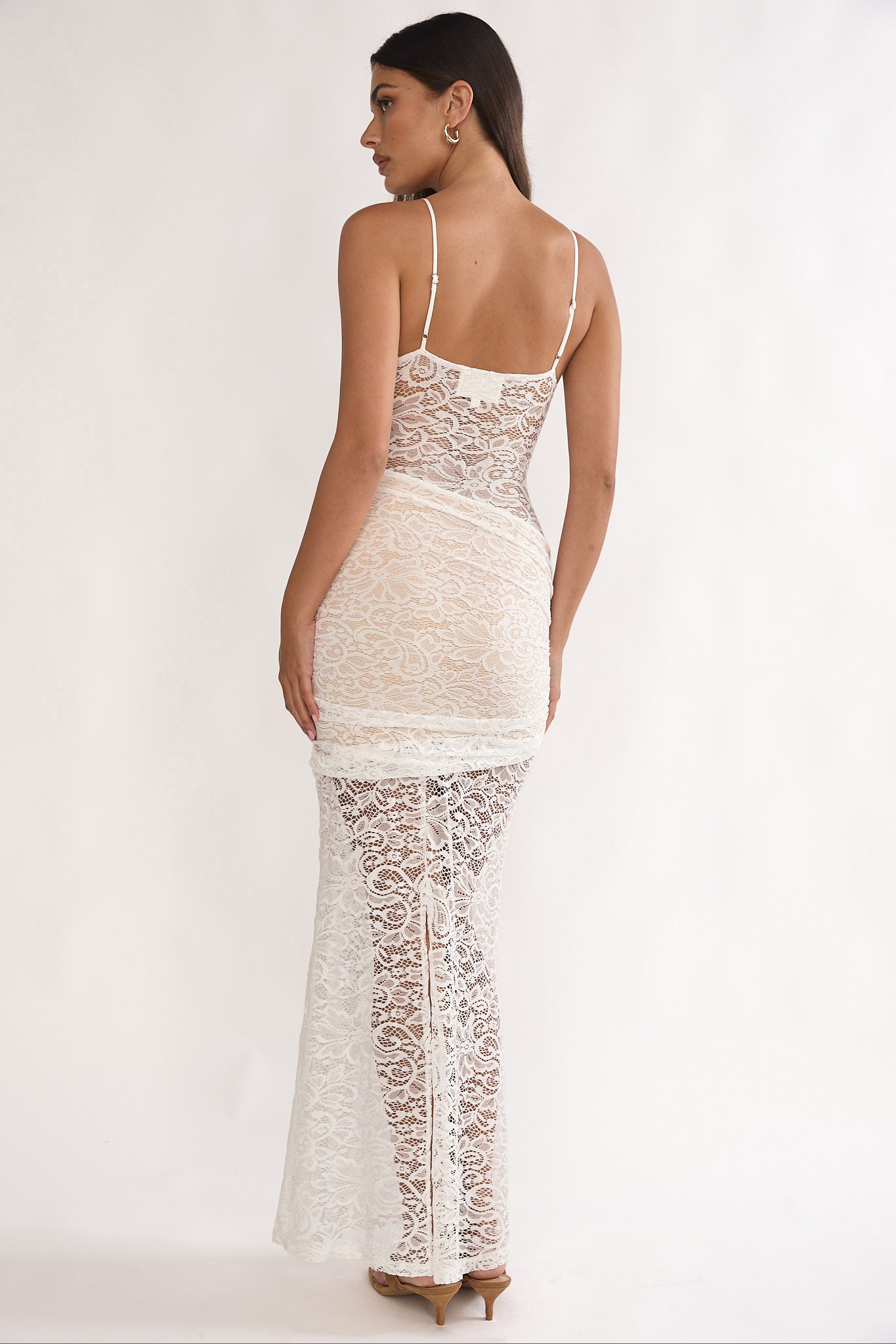 Capri Sunset Lace Overlay Maxi Dress White by Selfie Leslie