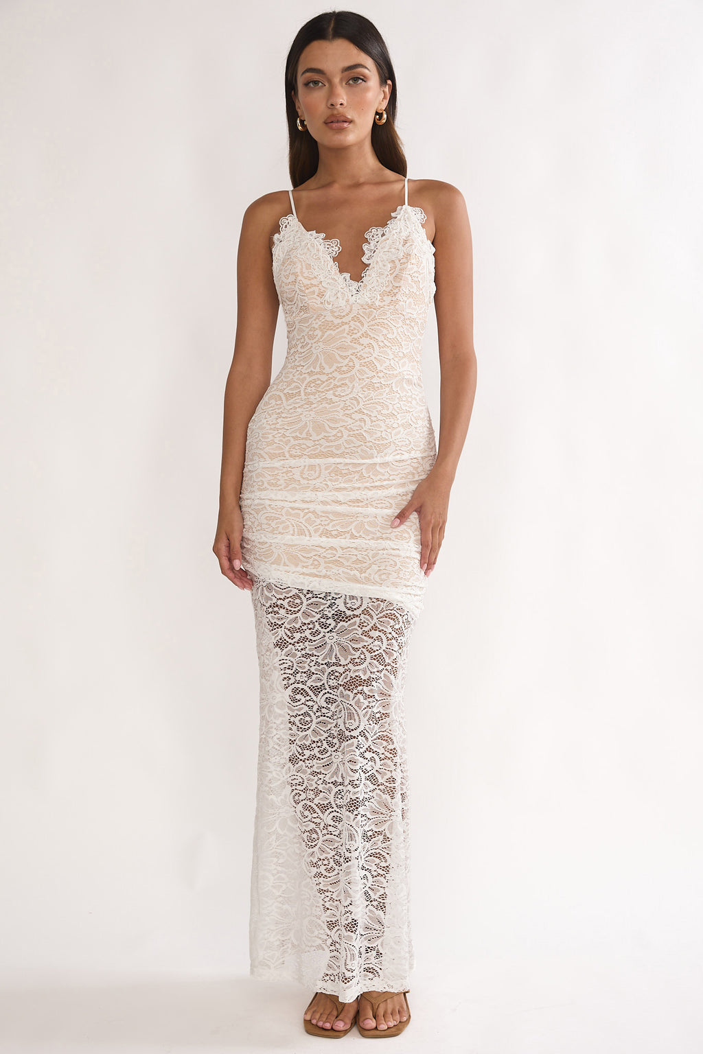 Capri Sunset Lace Overlay Maxi Dress White by Selfie Leslie