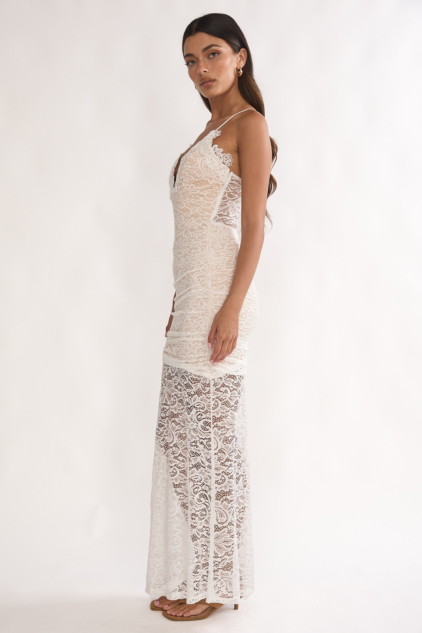 Capri Sunset Lace Overlay Maxi Dress White by Selfie Leslie