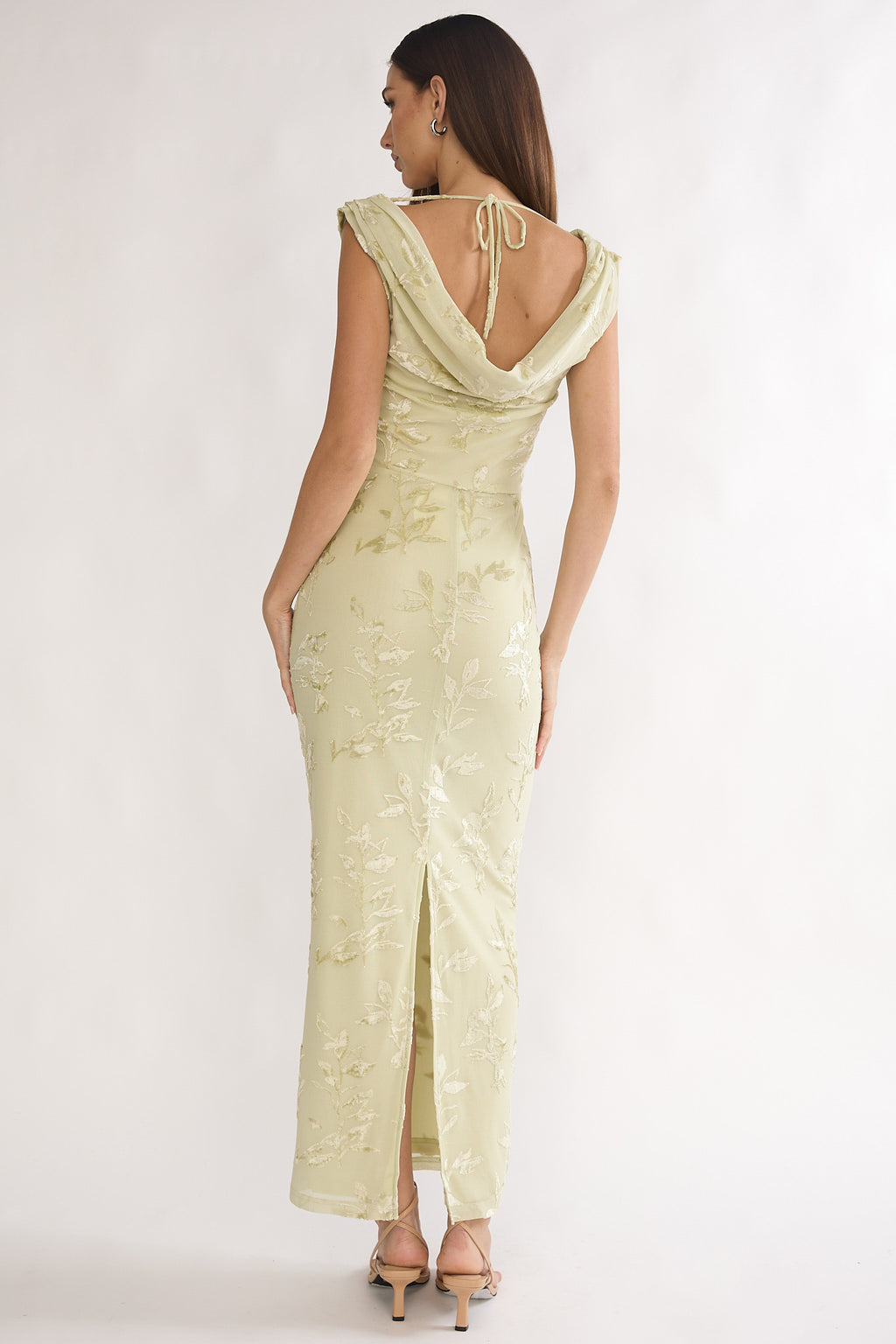 Evermore Cowl Neck Maxi Dress Floral Sage by Selfie Leslie
