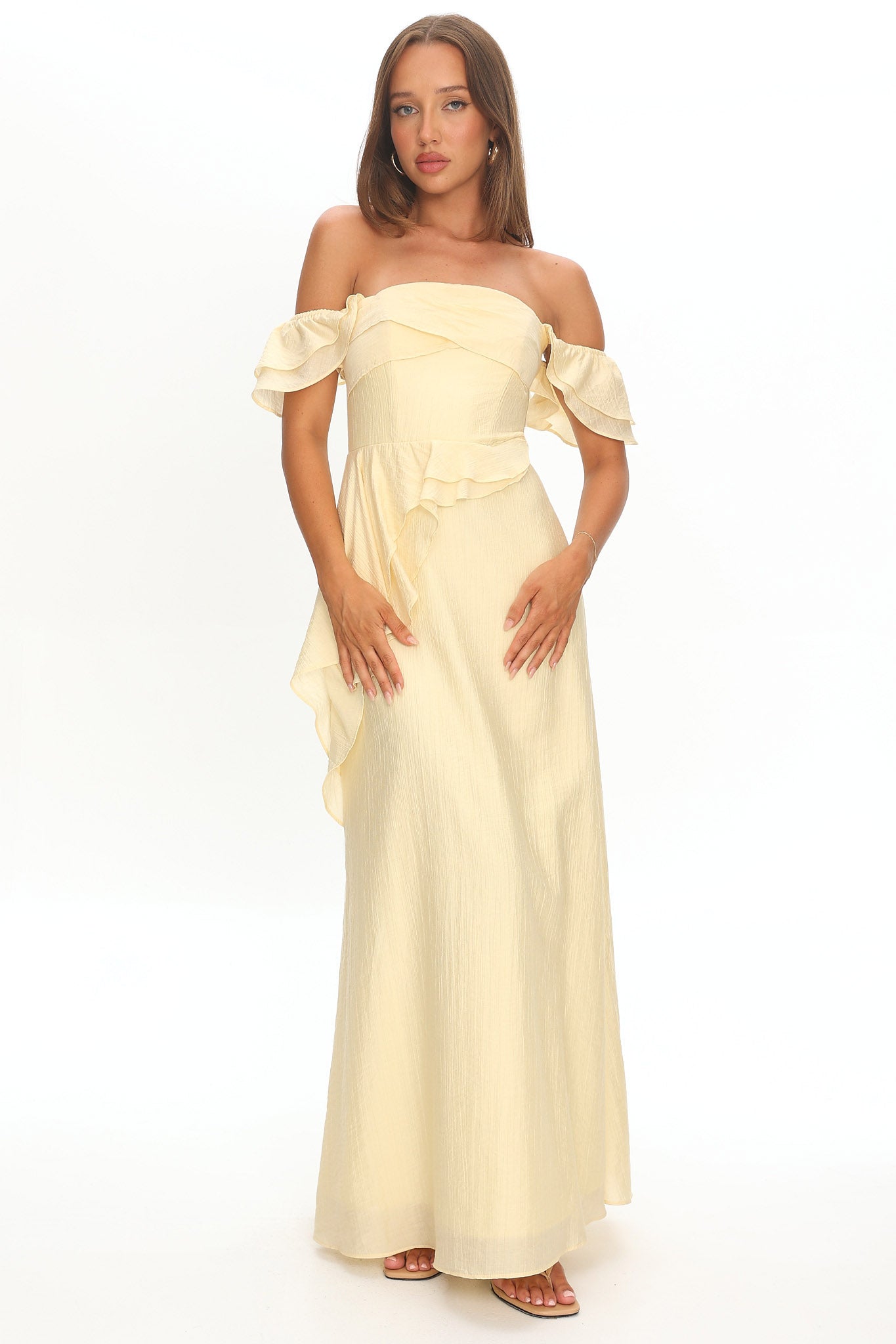 yellow ruffle off the shoulder maxi dress Women Off Shoulder Puff Sleeve Maxi Dress Smocked Waist Ruffle Long Summer Dress : Target