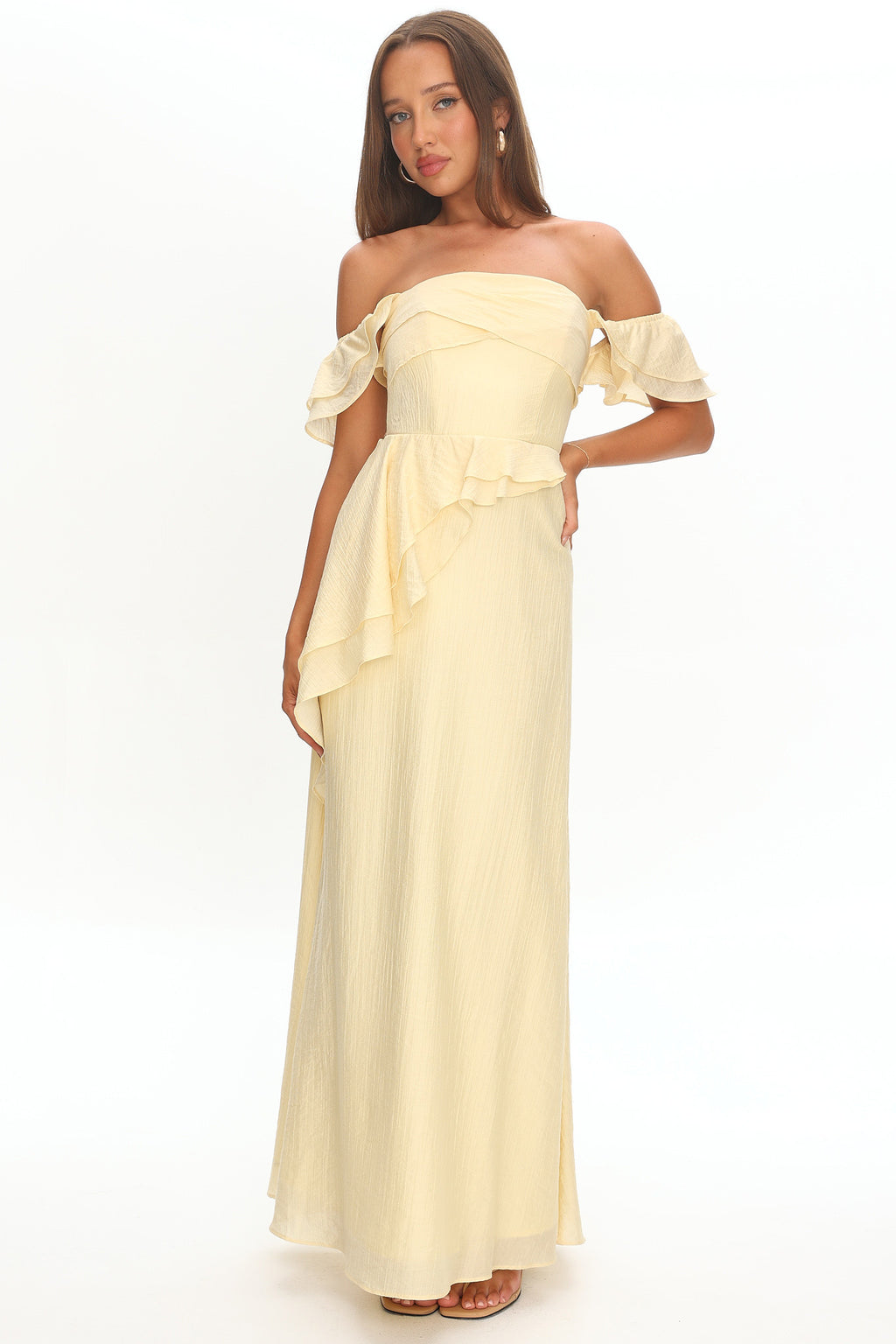 Natale Off-Shoulder Ruffle Maxi Dress Butter