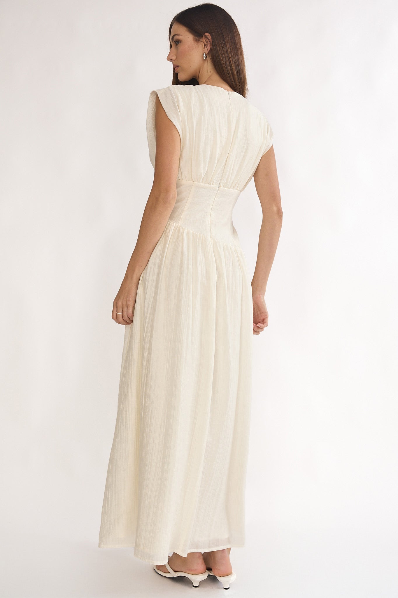 Danicka Asymmetric Waist Maxi Dress Cream by Selfie Leslie