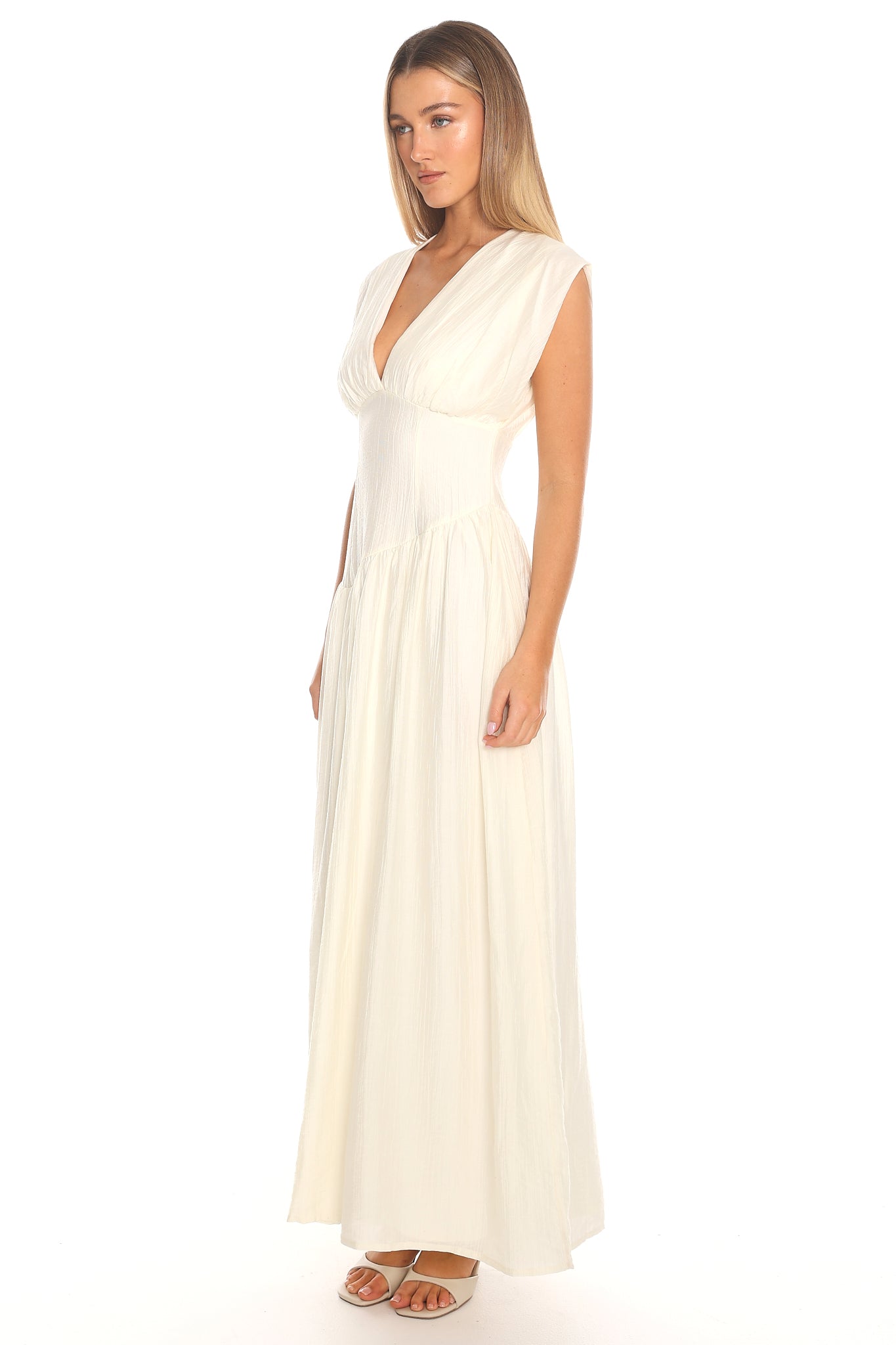 Danicka Asymmetric Waist Maxi Dress Cream
