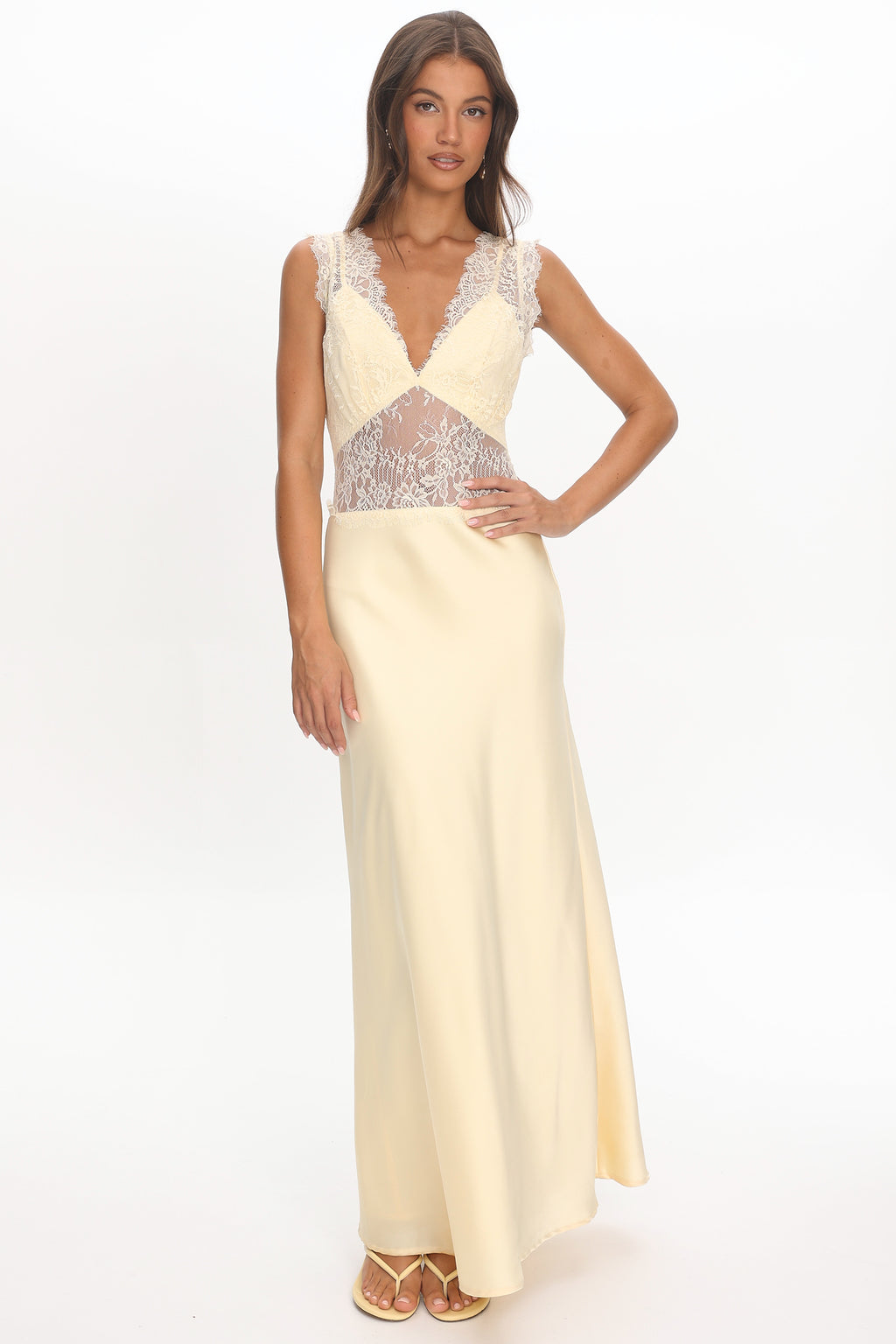 Alessa Lace Bodice Maxi Dress Butter by Selfie Leslie