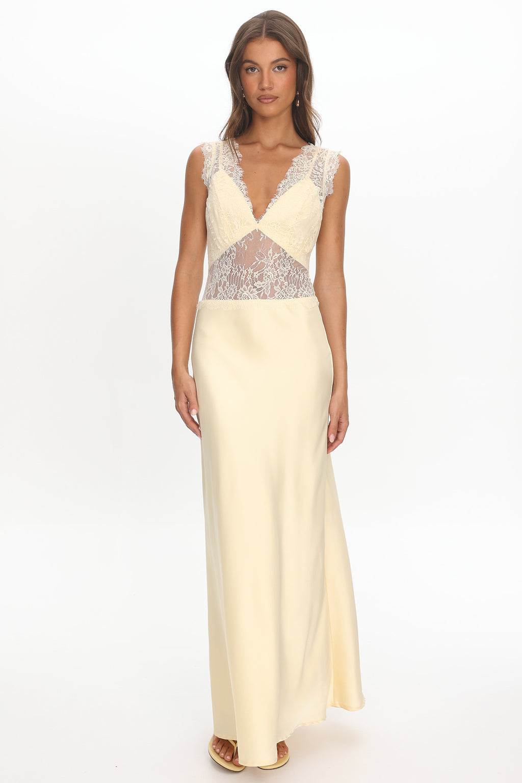 Alessa Lace Bodice Maxi Dress Butter by Selfie Leslie