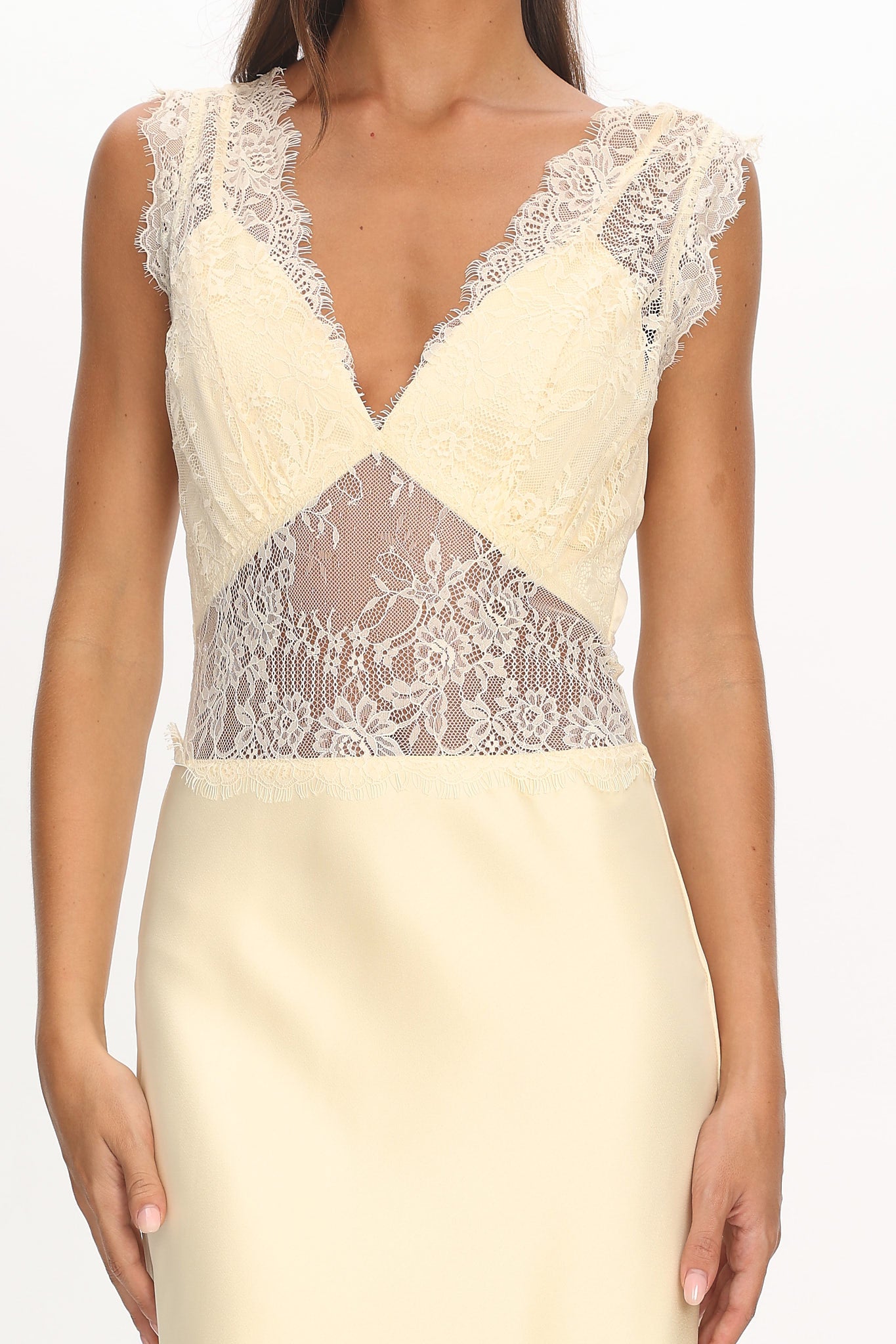 alessa maxi dress Alessa Lace Bodice Maxi Dress Butter