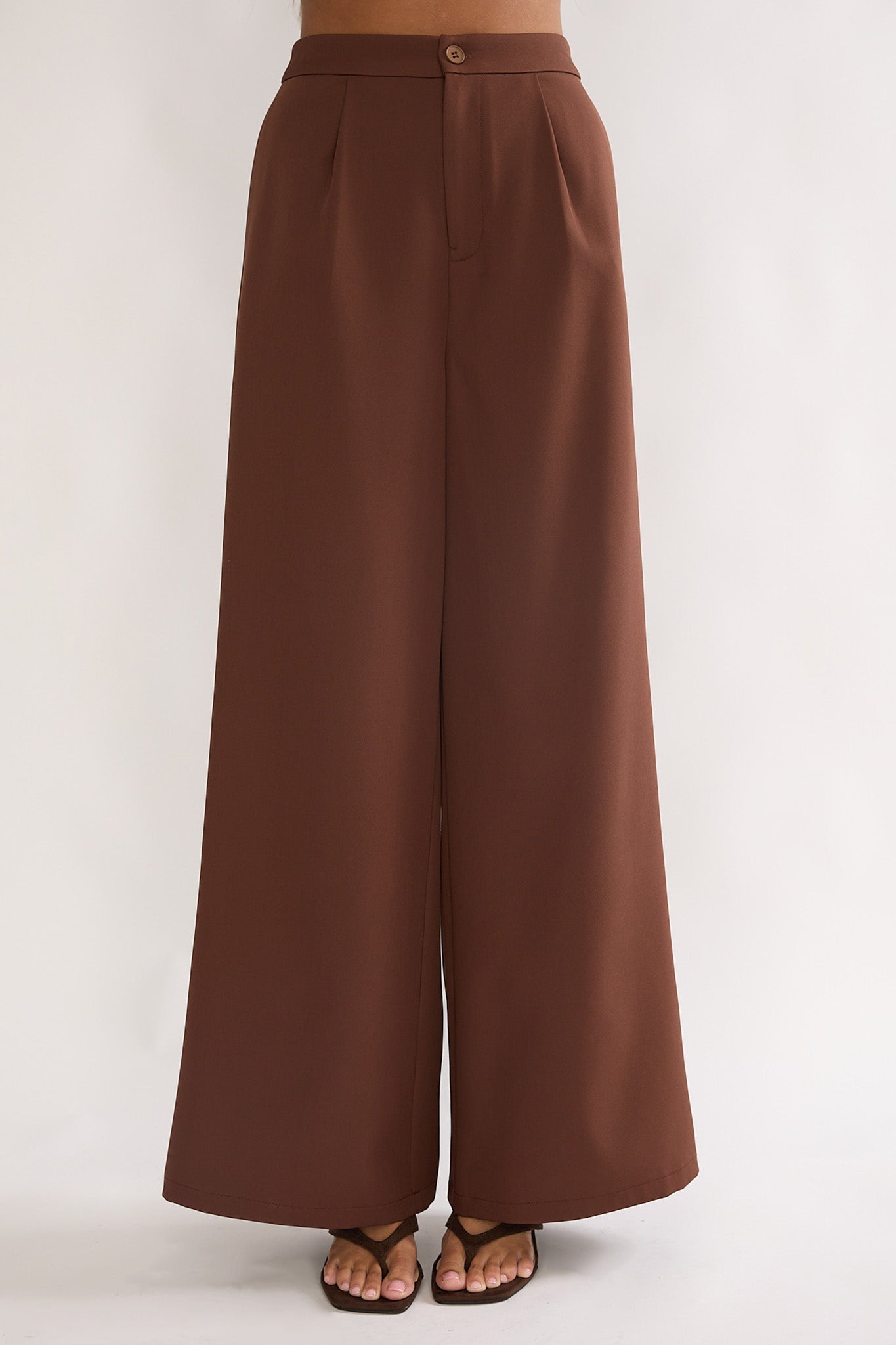 Florene Strapless Split Scarf Pants Chocolate by Selfie Leslie