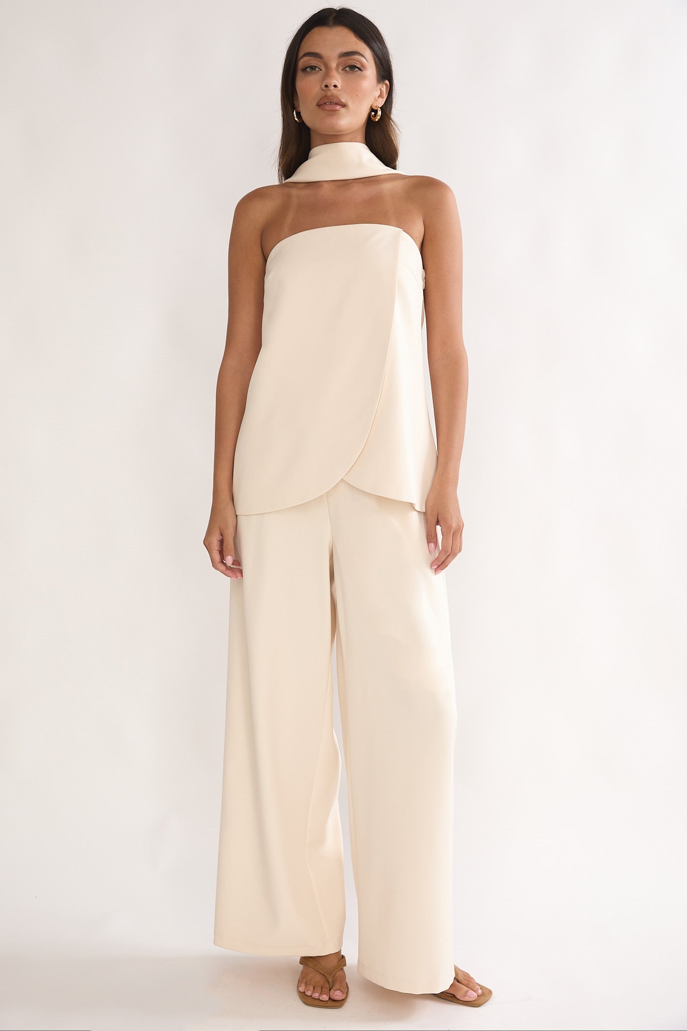 Florene Strapless Split Scarf Top Vanilla by Selfie Leslie