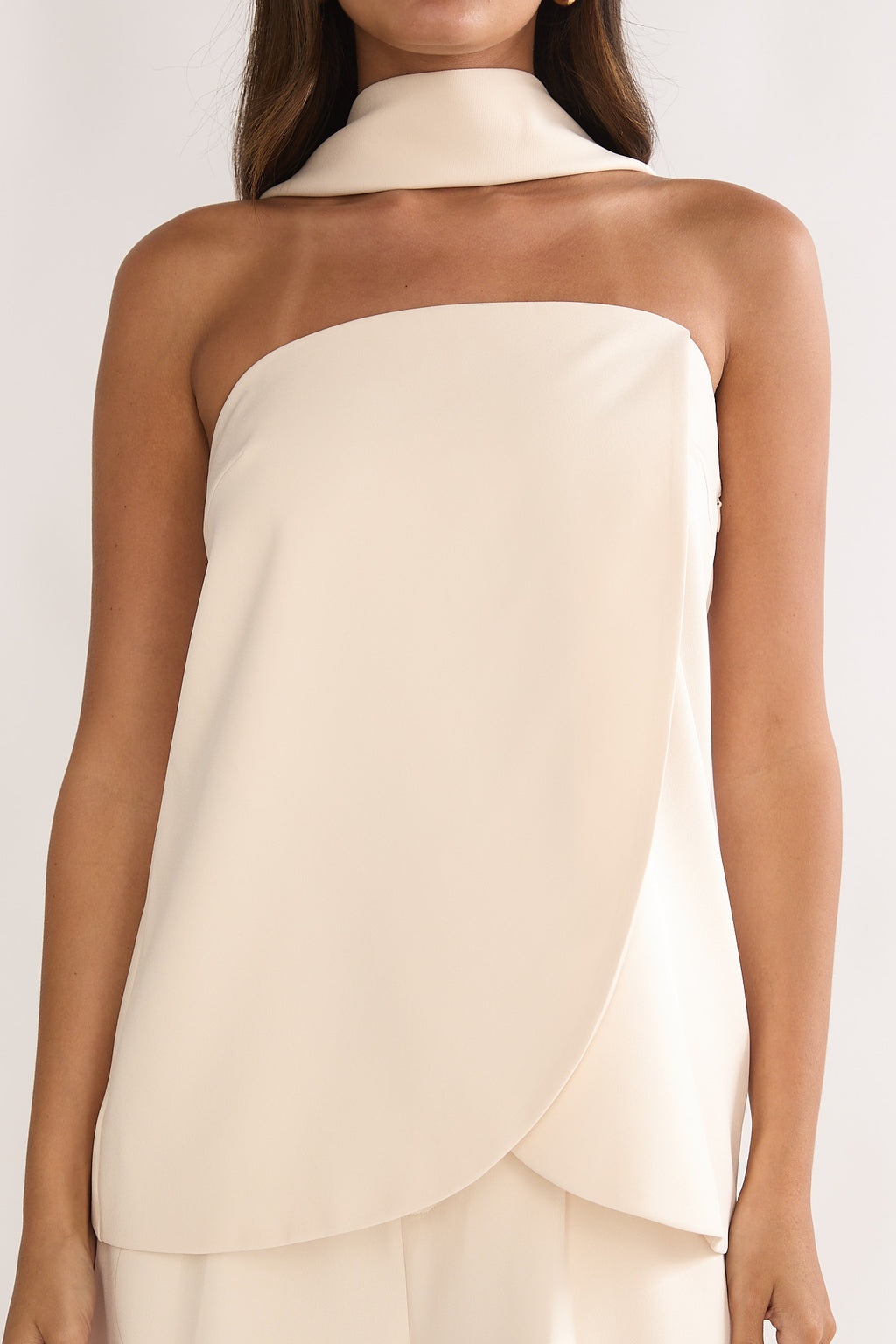 Florene Strapless Split Scarf Top Vanilla by Selfie Leslie