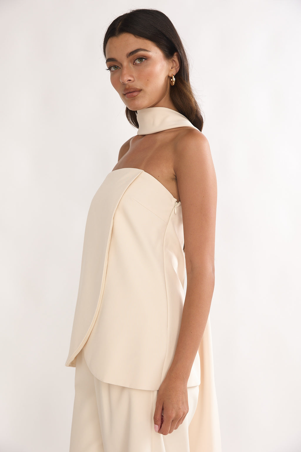 Florene Strapless Split Scarf Top Vanilla by Selfie Leslie