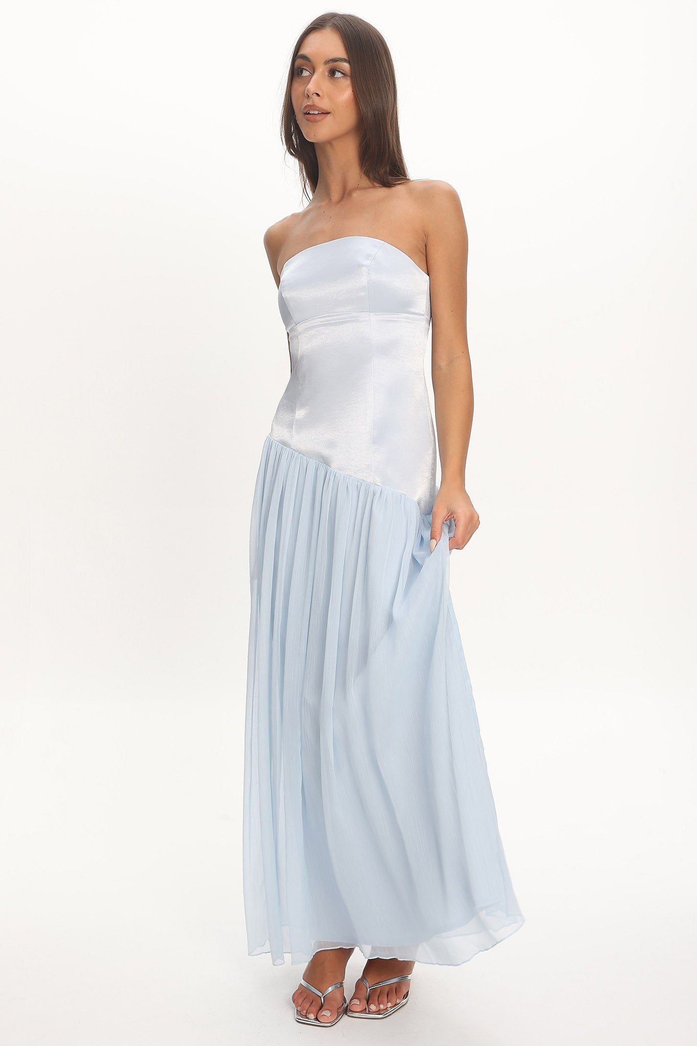 Karielle Asymmetric Drop Waist Maxi Dress Blue - S Karielle Asymmetric Drop Waist Maxi Dress Blue - S