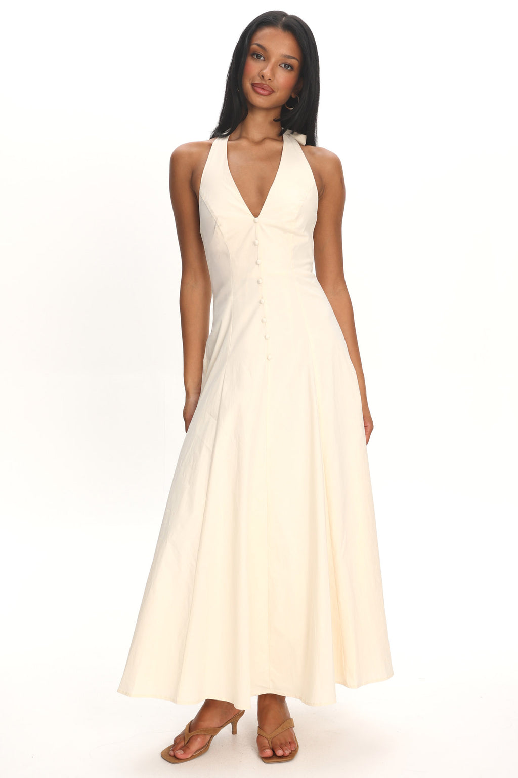 Brea Halterneck Midi Dress Vanilla