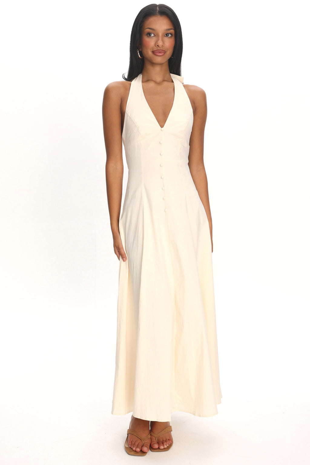 Brea Halterneck Midi Dress Vanilla