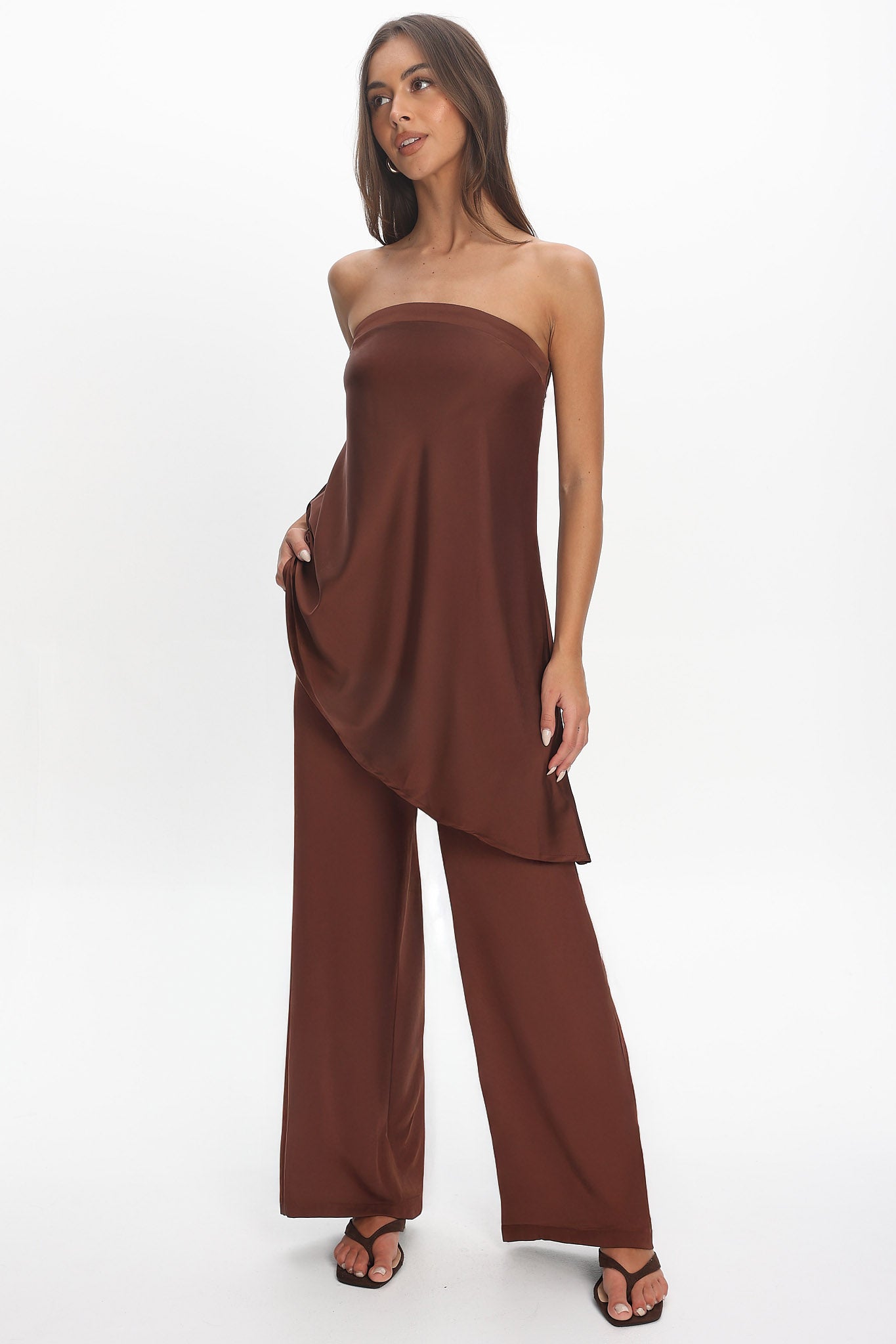 Danita Elastic Waist Pants Chocolate XL
