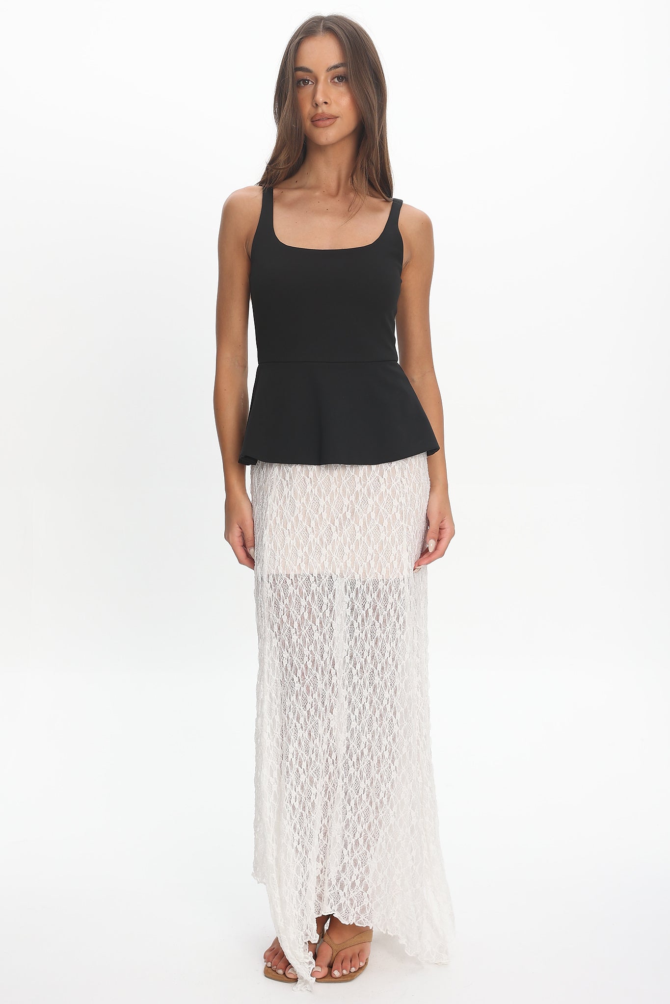 peplum dress black lace David Koma Peplum Lace Gown in Black Black / 10