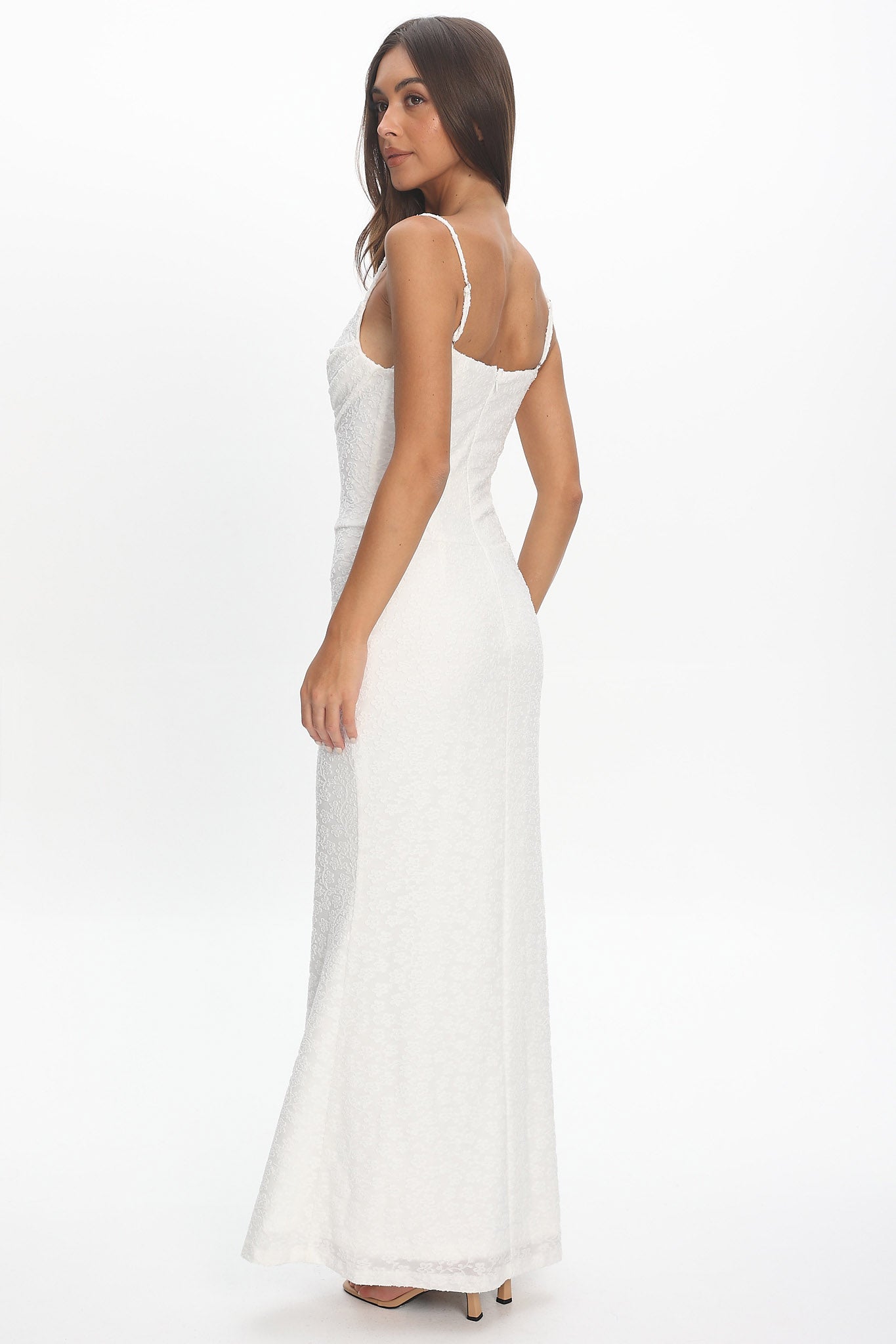 ivory maxi dress formal The Philippa | Ivory Formal Evening Dress Halter Satin Maxi Dress with Cape