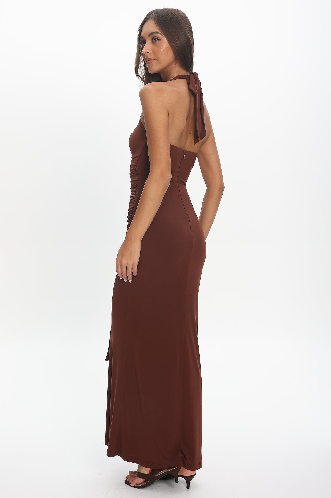 Opera Drape Bust Maxi Dress Chocolate | Selfie Leslie