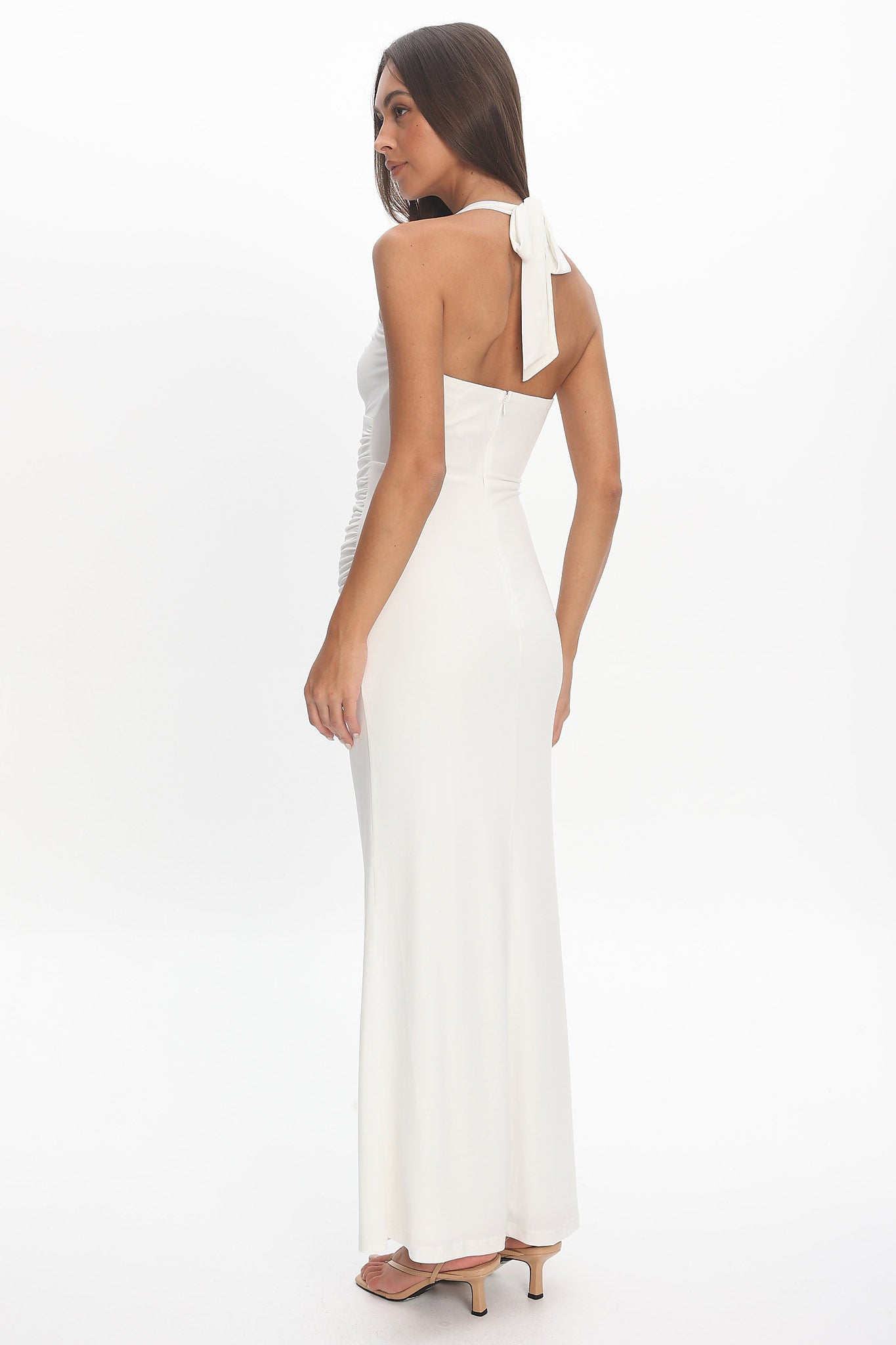 Opera Drape Bust Maxi Dress White | Selfie Leslie