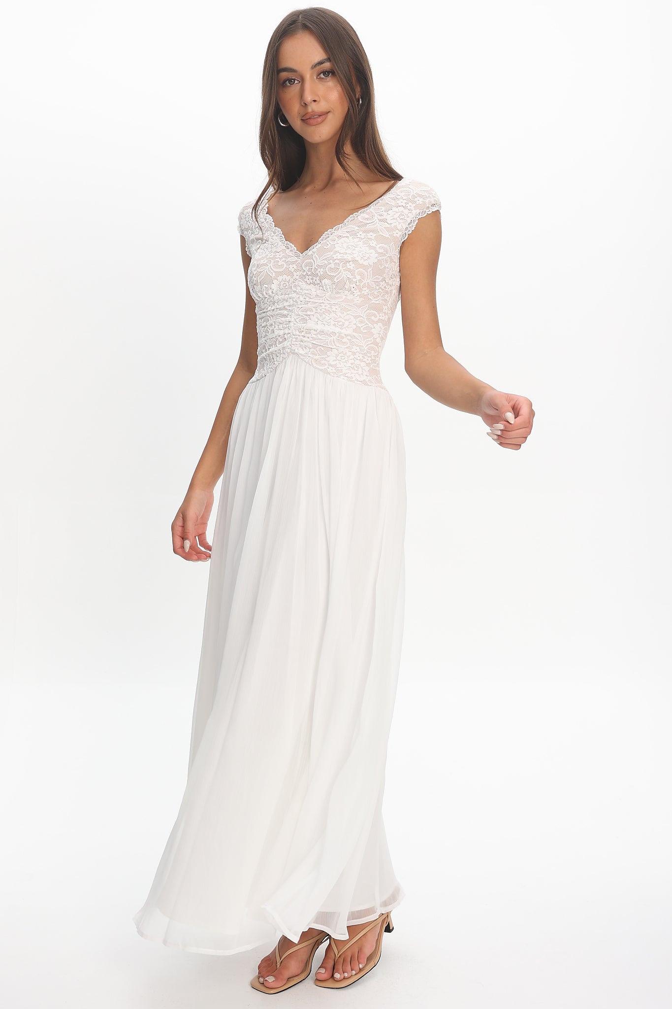 Korinna Lace Bodice Maxi Dress White | Selfie Leslie