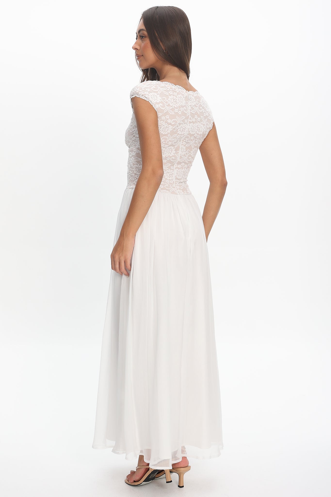 princesa white lace drop waist maxi dress Odela Strapless Drop Waist Maxi Dress White