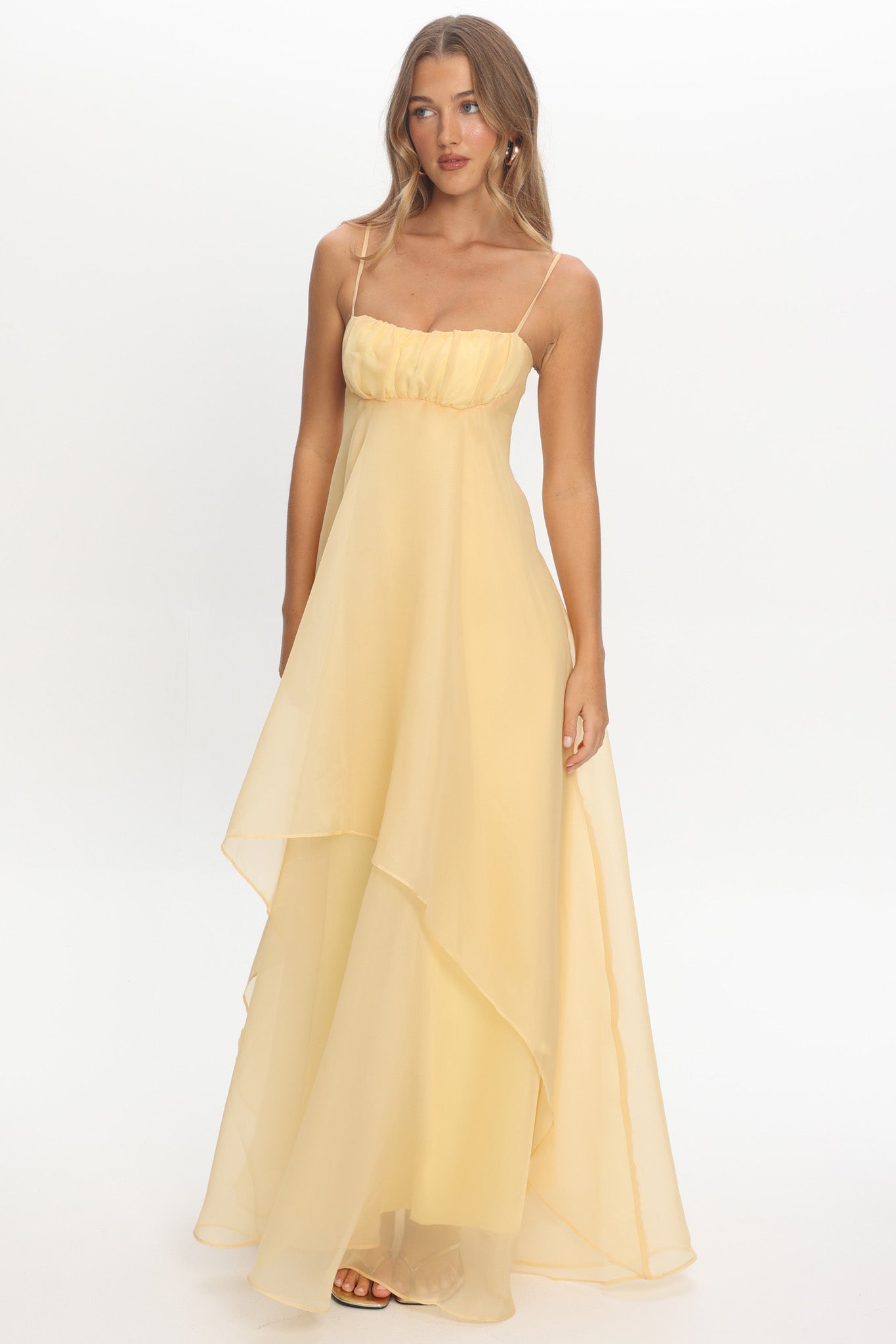 Marigold Sun Gathered Bust Maxi Dress Butter