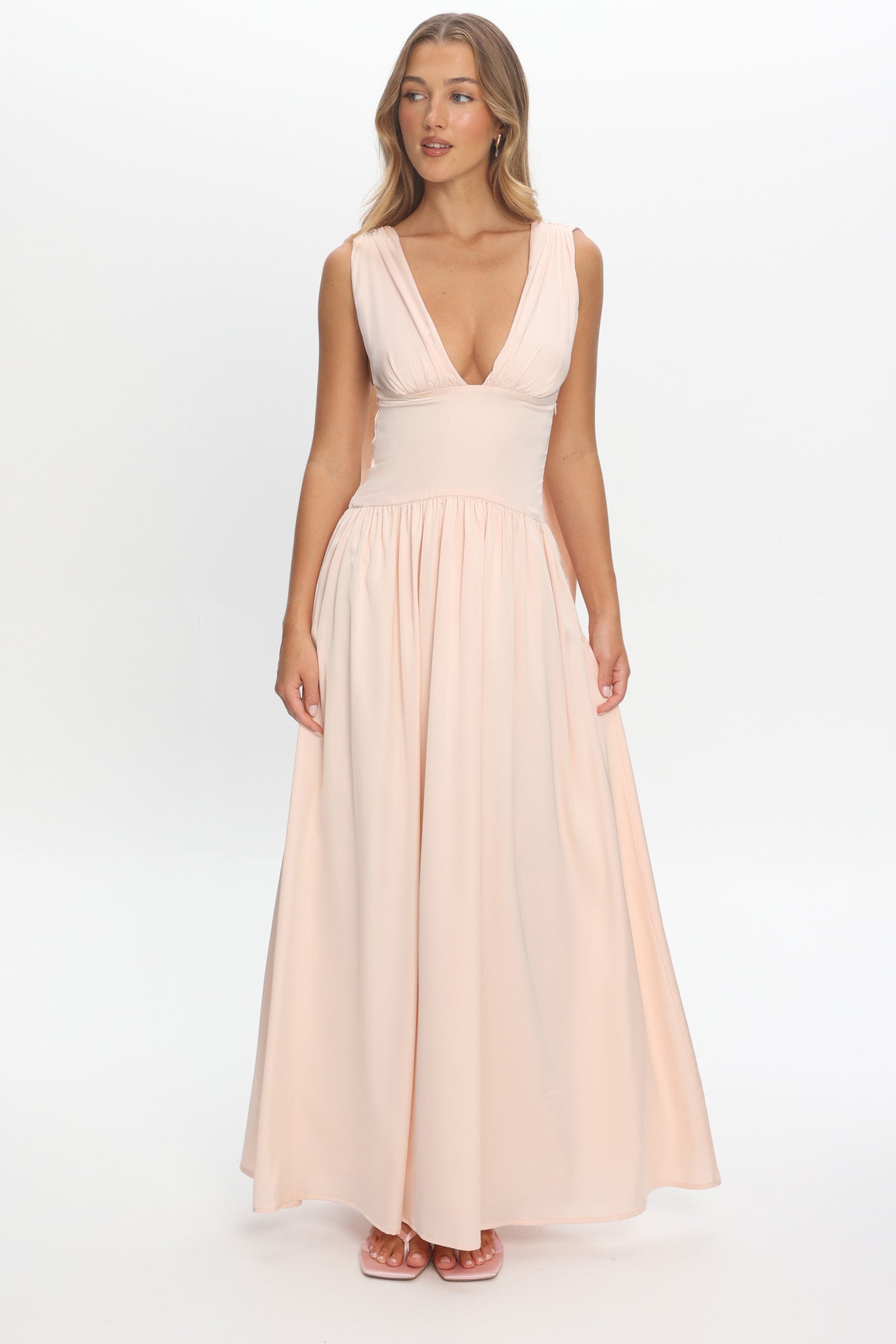 Lorienne Shoulder Sash Maxi Dress Pearl | Selfie Leslie