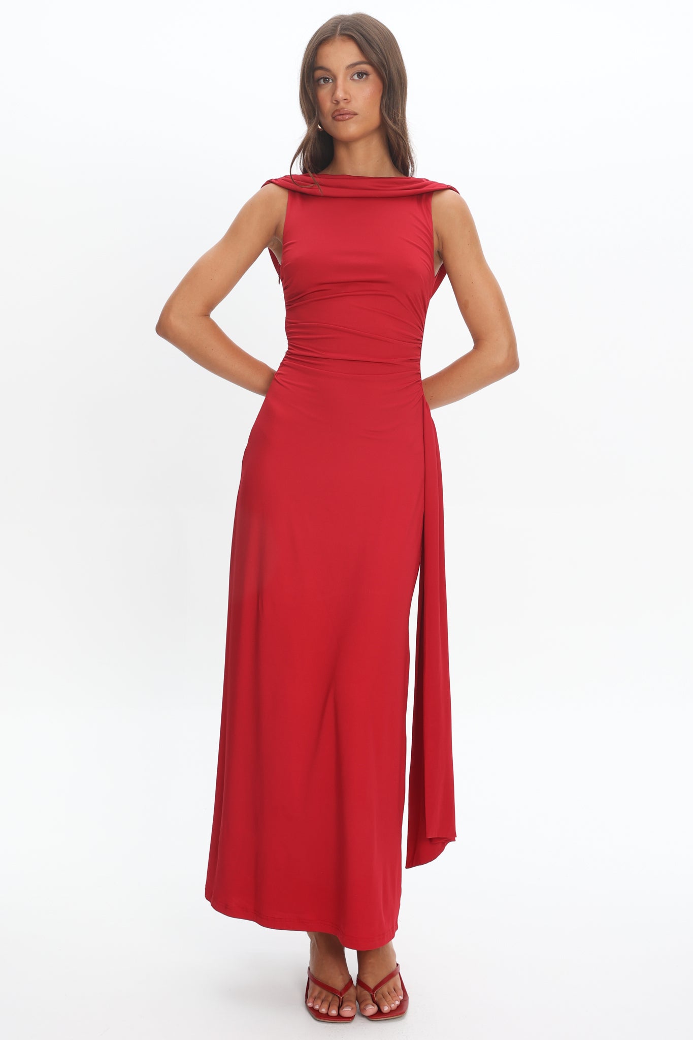 Amorah Cowl Back Maxi Dress Cherry | Selfie Leslie