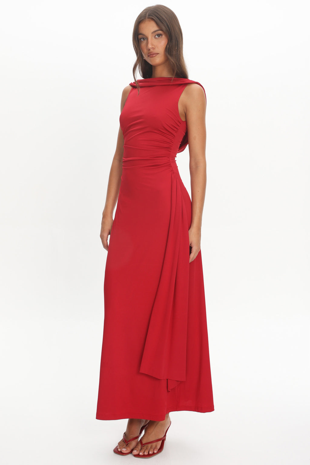 Amorah Cowl Back Maxi Dress Cherry