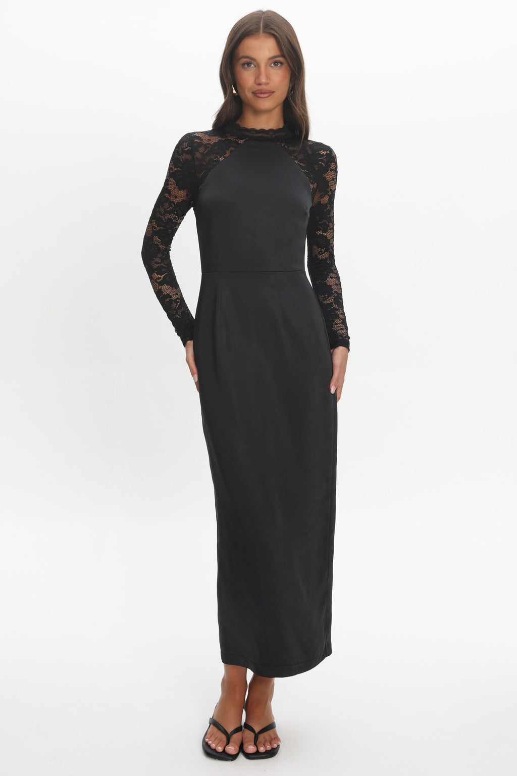 Lucha Lace Sleeve Maxi Dress Black