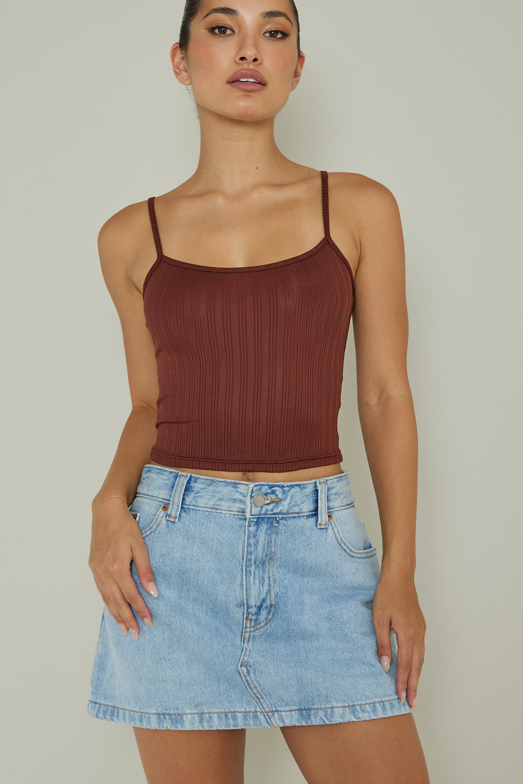 Sold Out Ribbed Cami Top Chocolate by Selfie Leslie