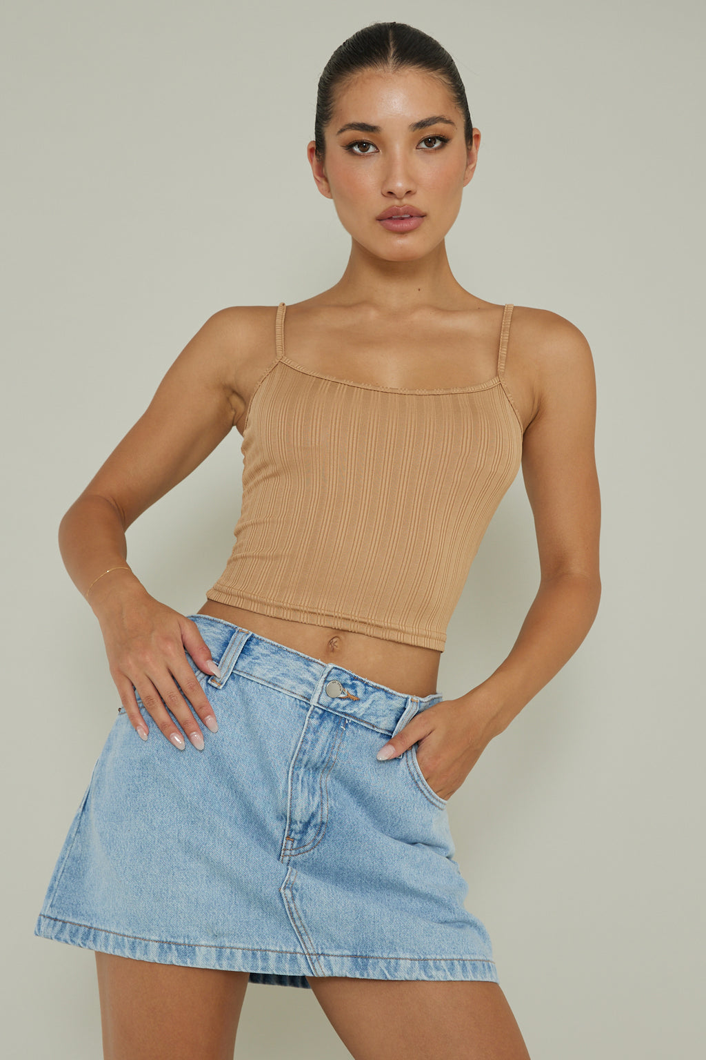 Sold Out Ribbed Cami Top Mocha by Selfie Leslie