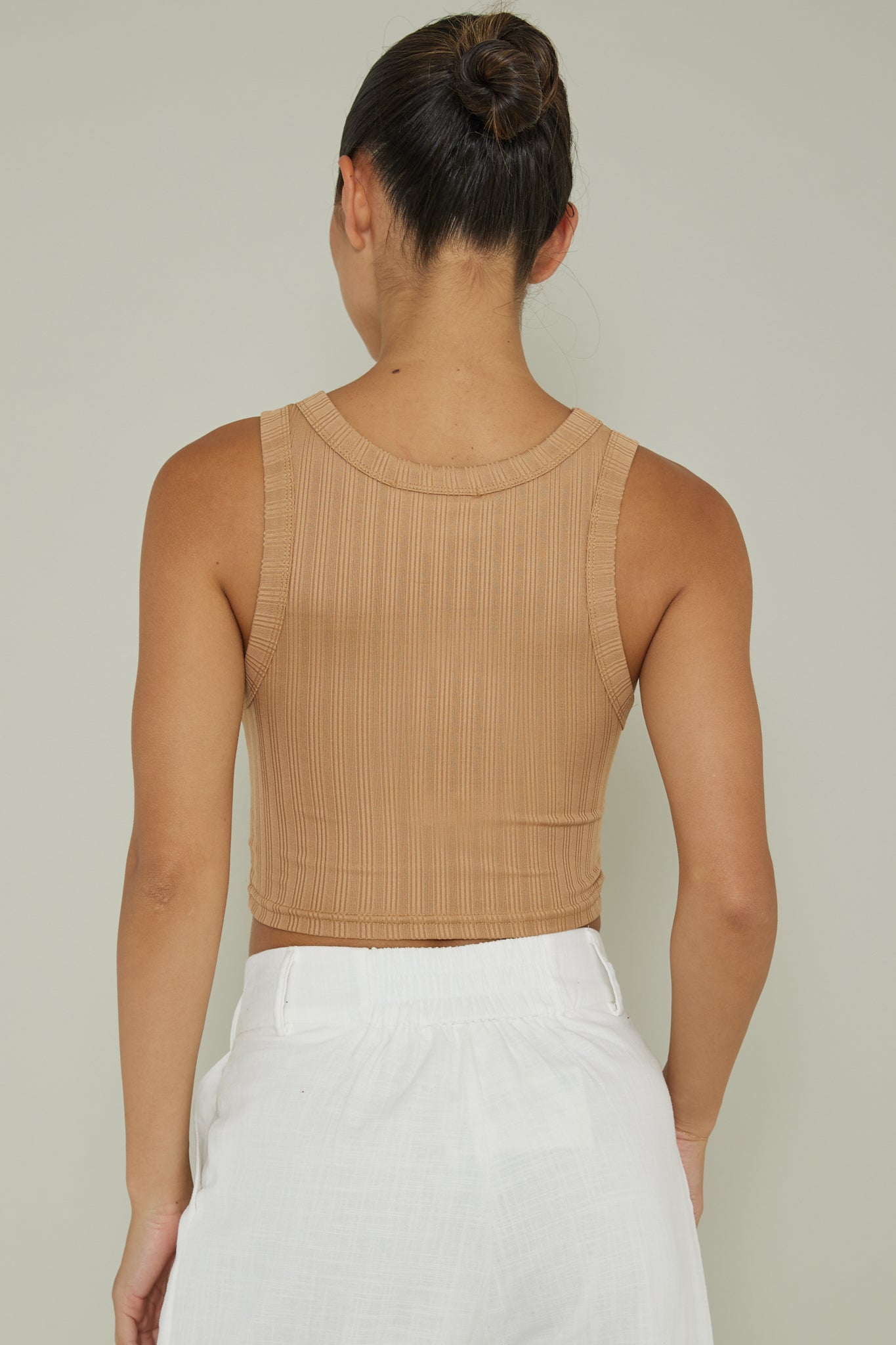 Seeker Ribbed Crop Top Chocolate by Selfie Leslie